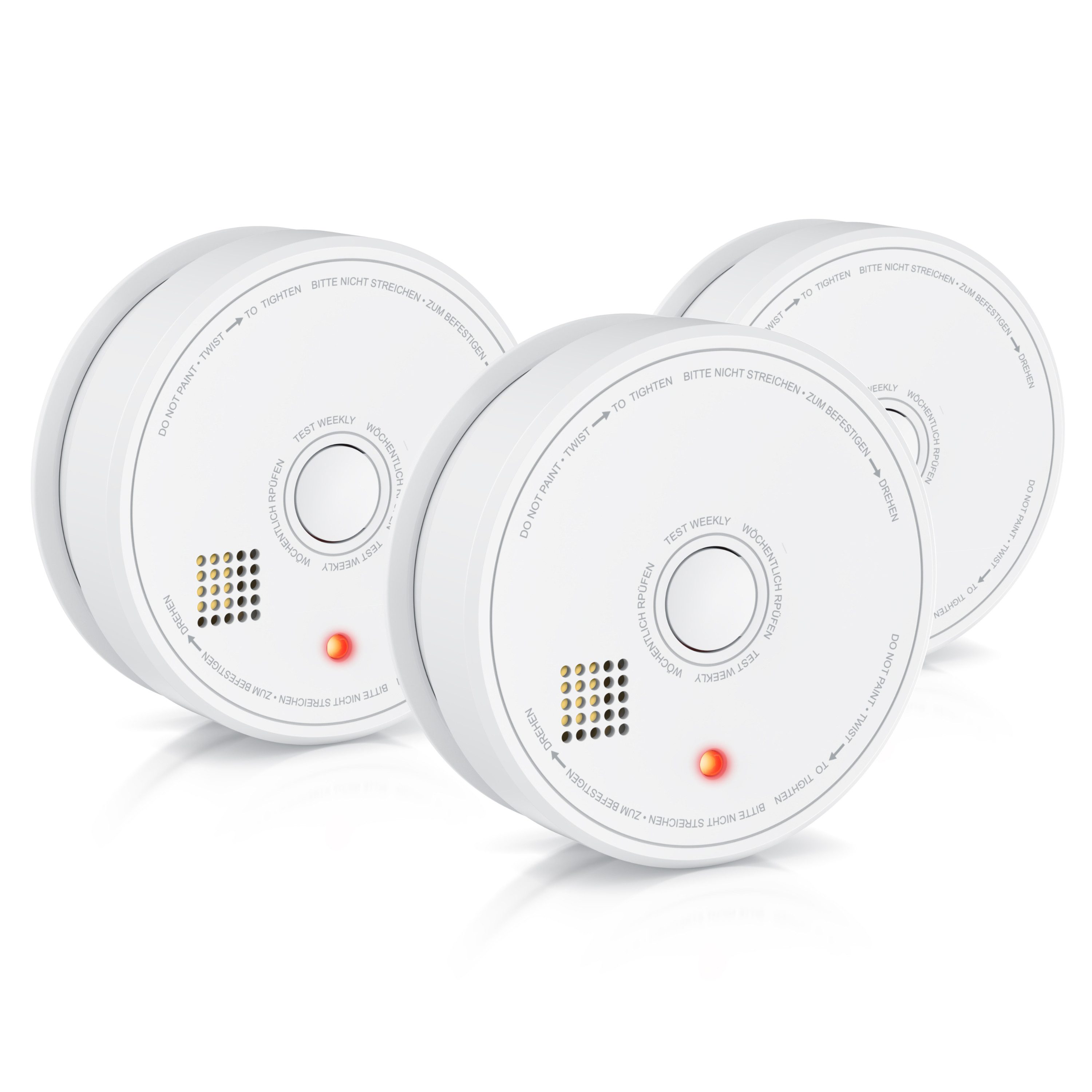 Brandson Rauchmelder (Wechselbare Batterie, wiederverwendbar, Batteriewarnung, TÜV geprüft)