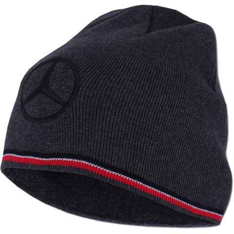 Mercedes Benz Strickmütze AMG Petronas Fan Mütze Beanie Logo auf der Vorderseite und farbigen Streifen an der Kante