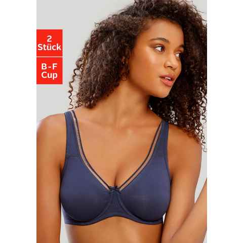 petite fleur Minimizer-BH (Packung, 2 Stück) aus Baumwolle mit nahtlosen ungefütterten Cups, Basic Dessous