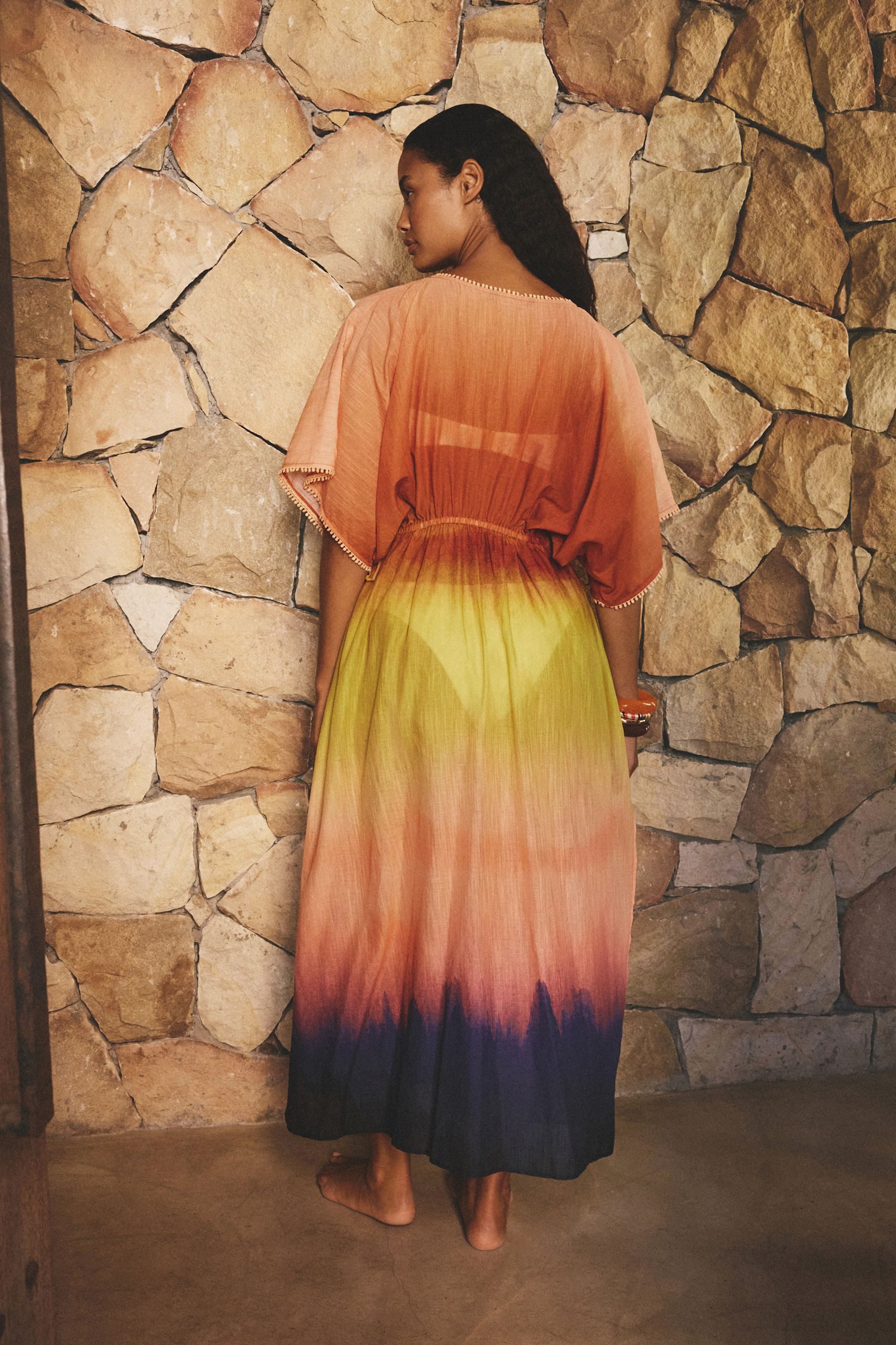 Next Kaftan Maxi-Kaftan mit Blume-Print (1-tlg)