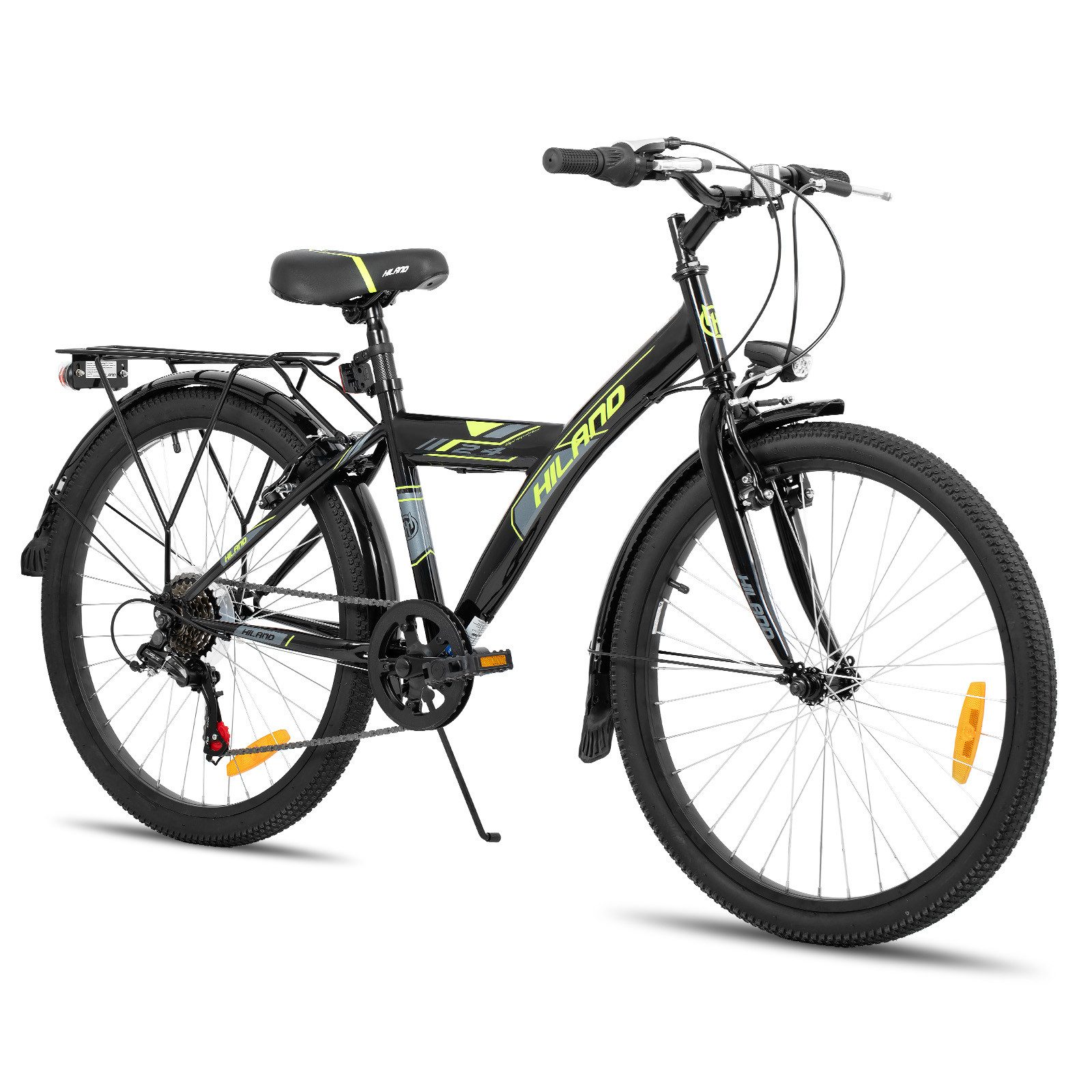 HILAND Kinderfahrrad Sentry+ 20/24 Zoll Mountainbike, MTB für Kinder Jungen Mädchen, mit 6 Gang Schaltung, Gepäckträger, Kotflügel, Fahrradklingel,V Bremse