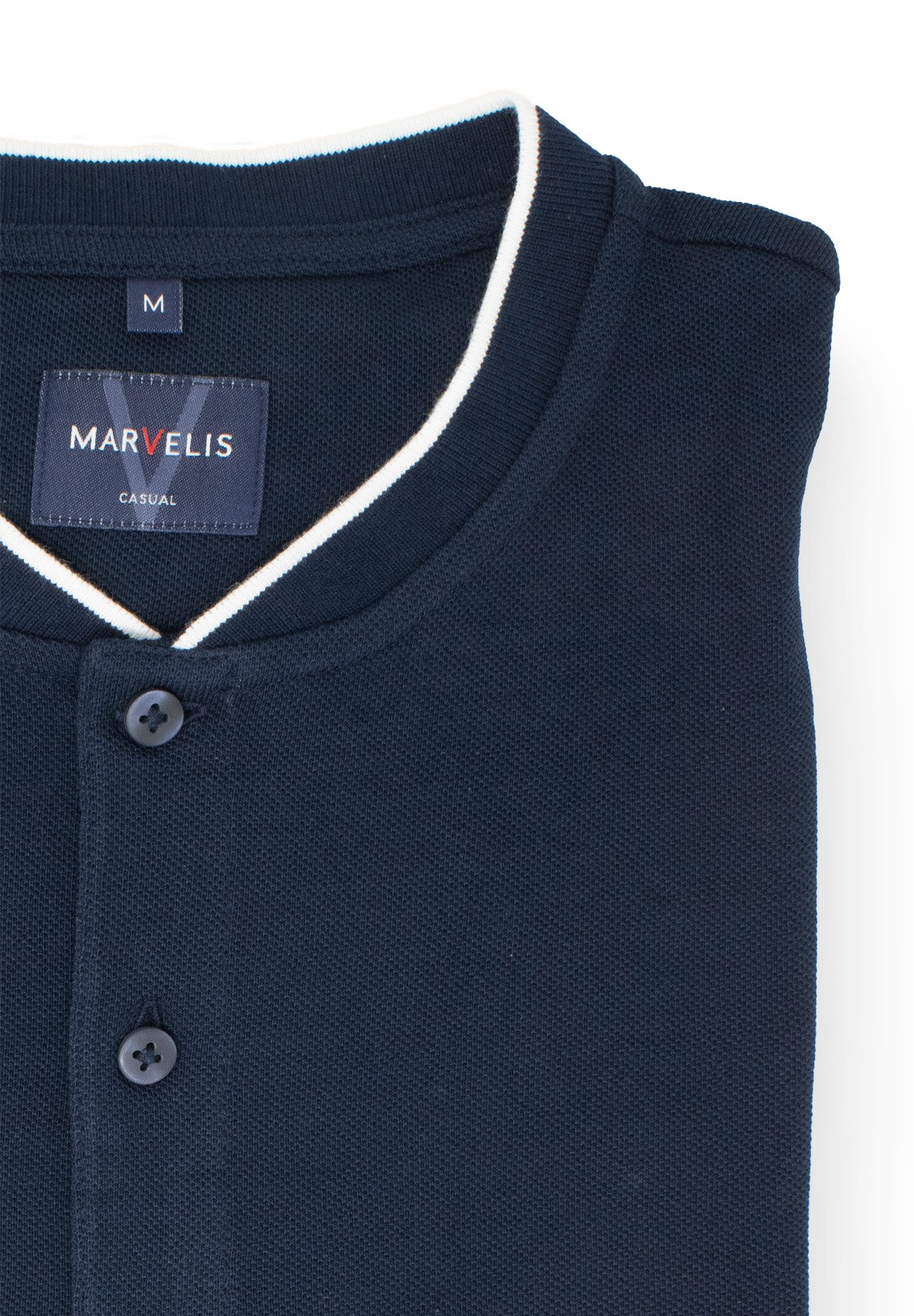 MARVELIS Poloshirt Poloshirt - Stehkragen - Einfarbig - Marine