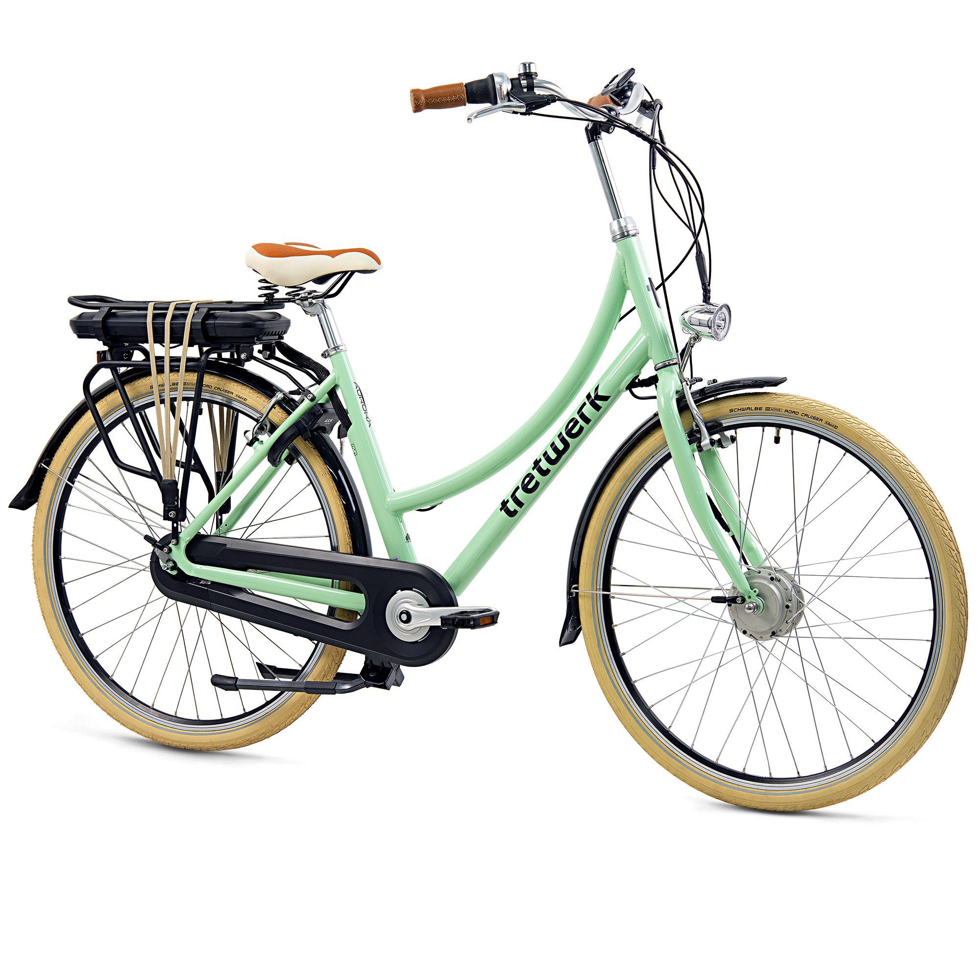 Tretwerk E-Bike Aurora, 7 Gang, Nabenschaltung, Frontmotor, E Bike Damen 28 Zoll Elektrofahrrad 165 - 185cm retro Hollandrad