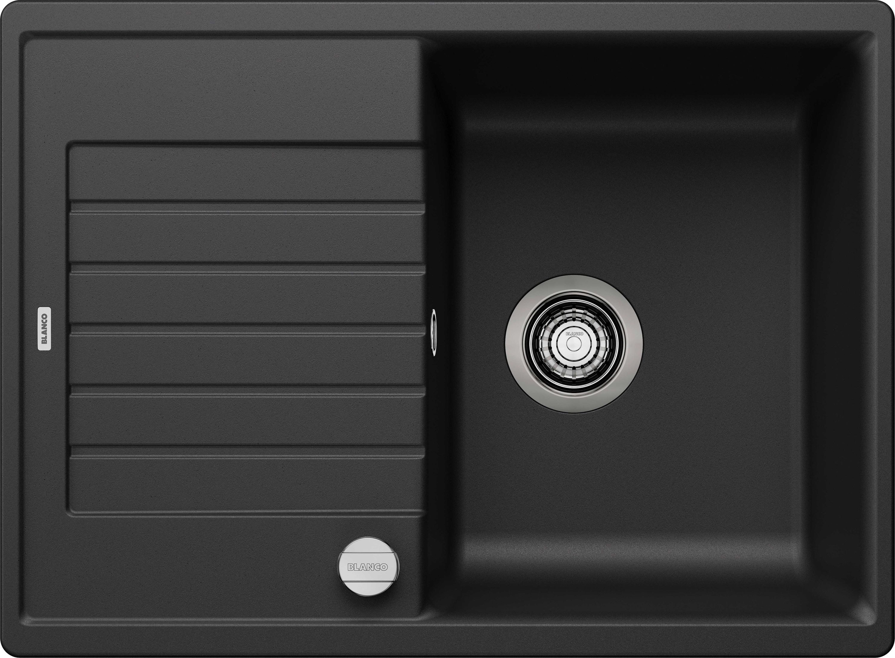 Blanco Einbauspüle ZIA 45 S Compact Einbauspüle SILGRANIT schwarz ab 45 cm Excenter, rechteckig, 50/68 cm