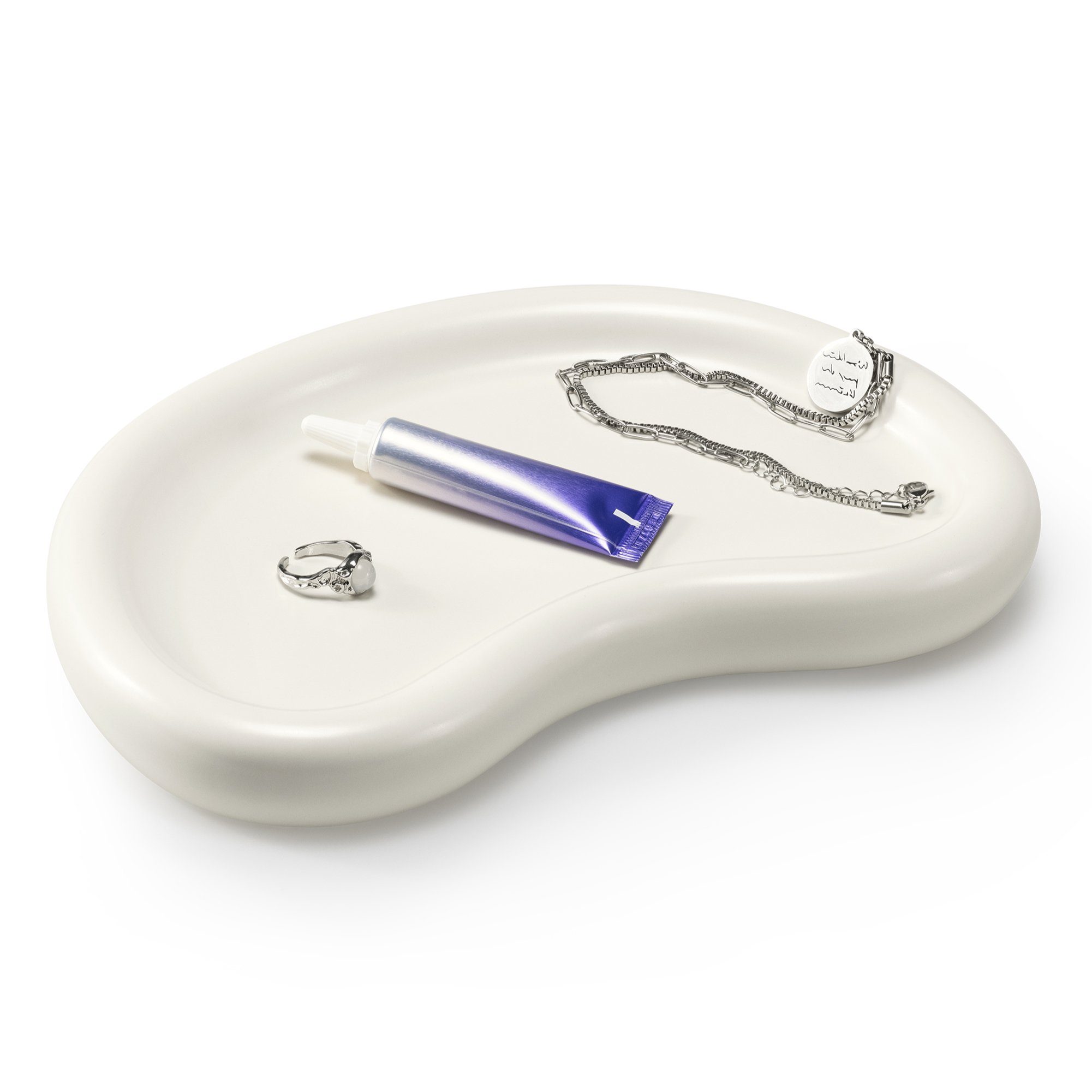 Navaris Schmuckablage Tablett für Schmuck und Make-Up Steingut - 24 x 16,5 x 3 cm - Deko (1 St)