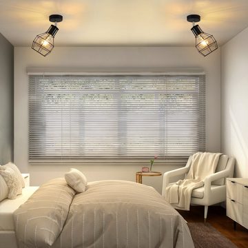 Nettlife Deckenleuchte Schwarz Retro E27 Metall Kleine industrielle Deckenbeleuchtung, schwenkbar, ohne Leuchtmittel, für Wohnzimmer Küche Schlafzimmer Flur Esszimmer