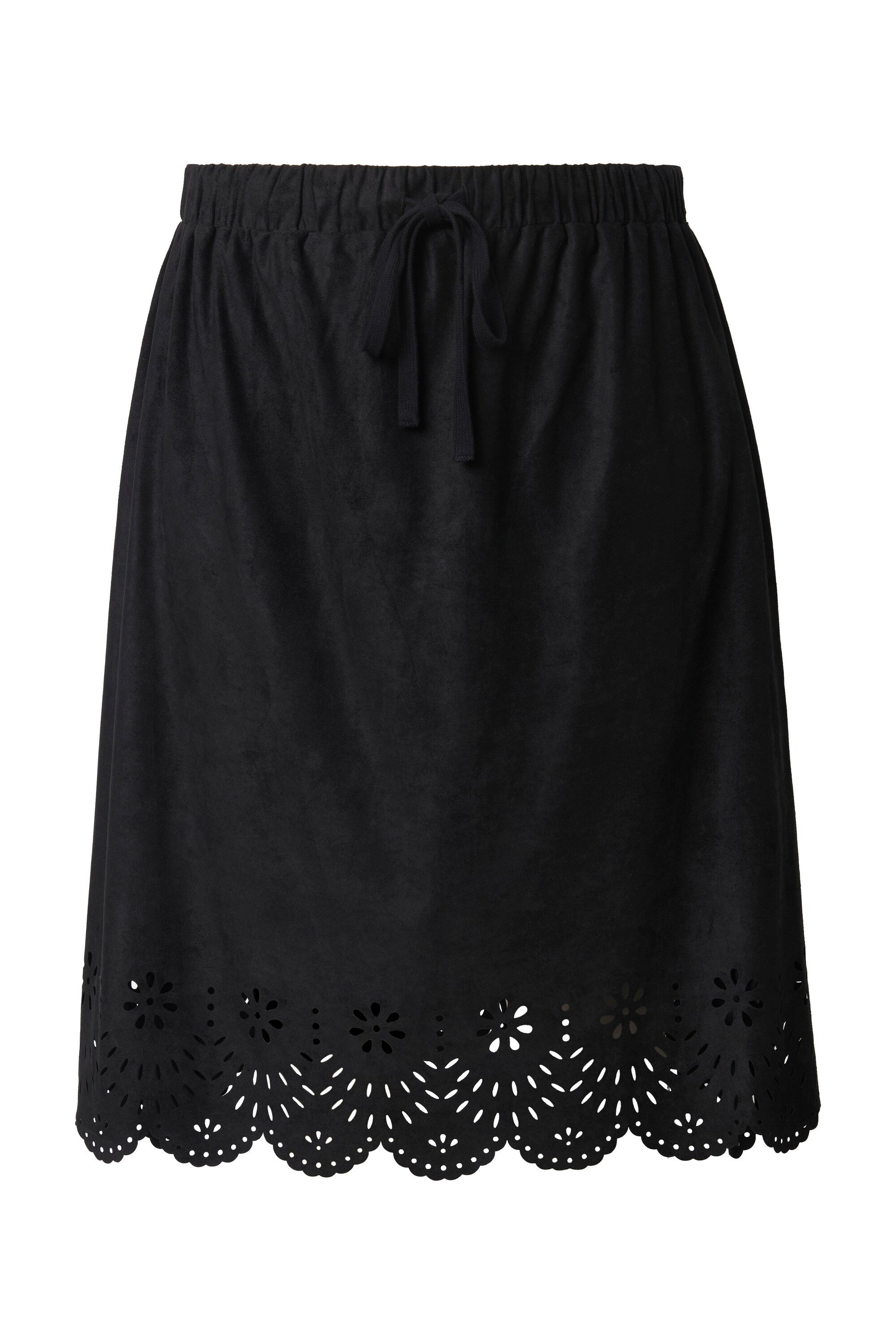 MIAMODA Jerseyrock Midirock weite A-Linie Velours Lochstickerei