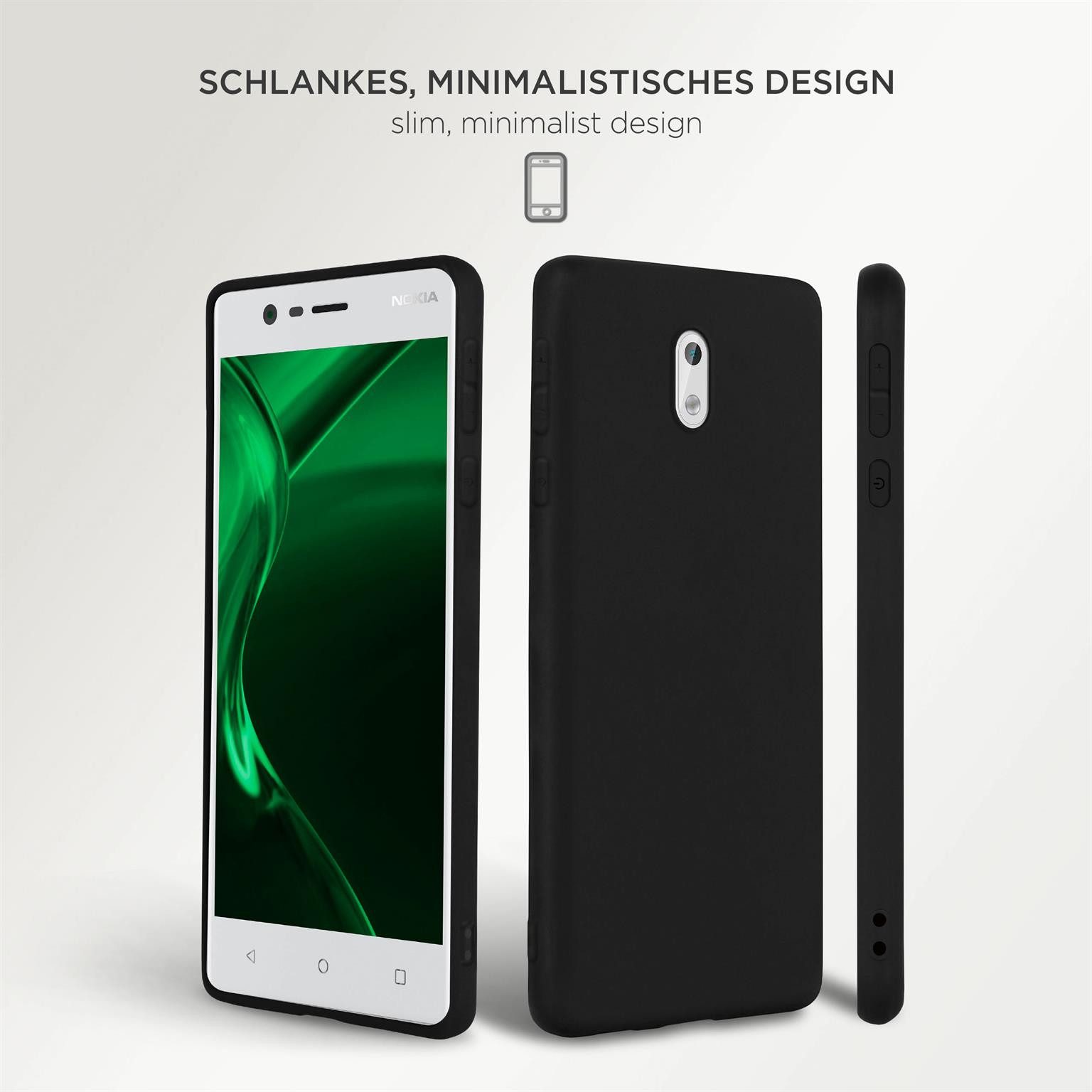 ONEFLOW Handyhülle für Nokia 3 Hülle Dünn SlimShield Pro Schwarz 5 Zoll, Backcover TPU Case Handyhülle minimalistisch Schutzhülle Erhöhter Rand