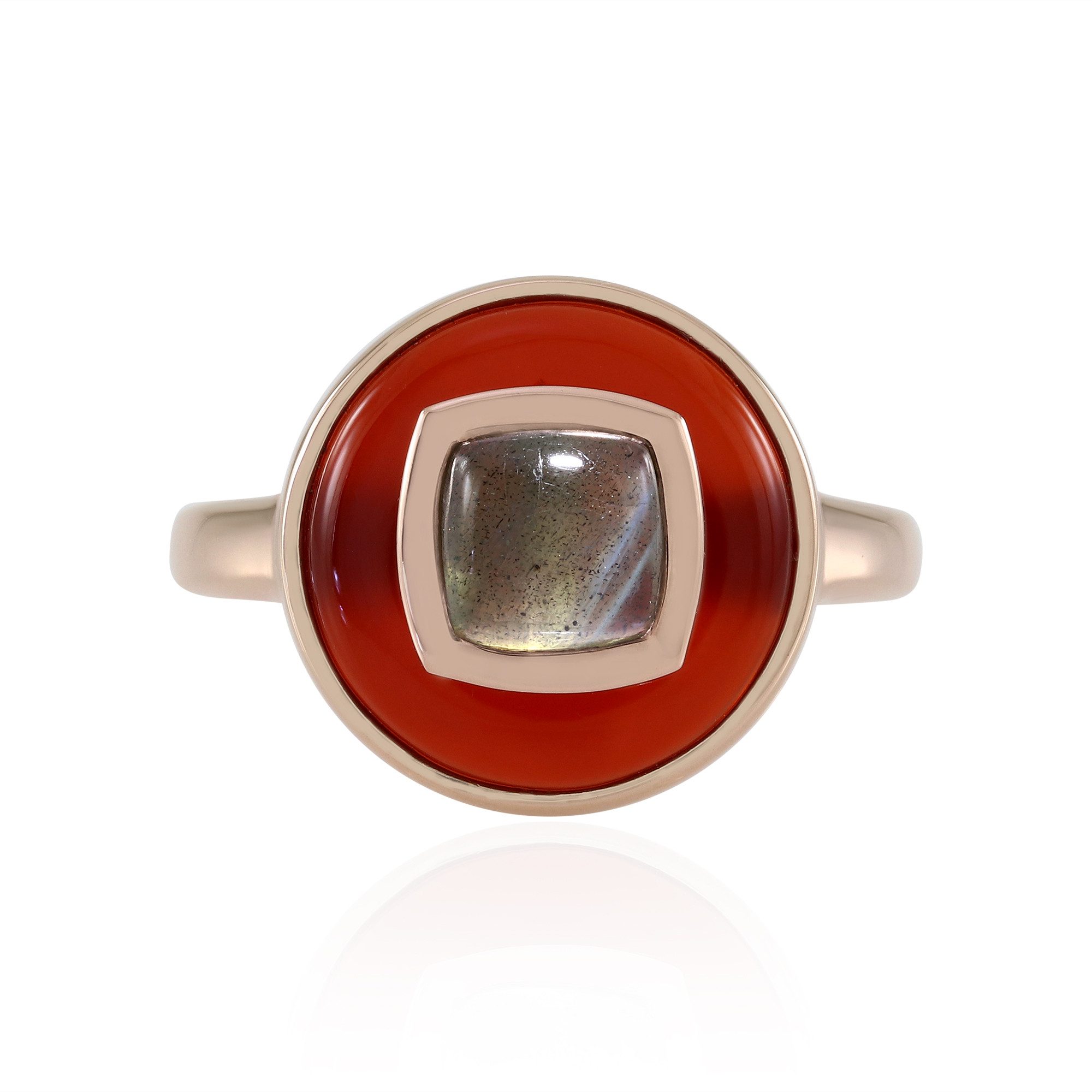 Cavill Silberring Cavill Ring Sterlingsilber Karneol 4,5 ct Roségold Vermeil (1-tlg)