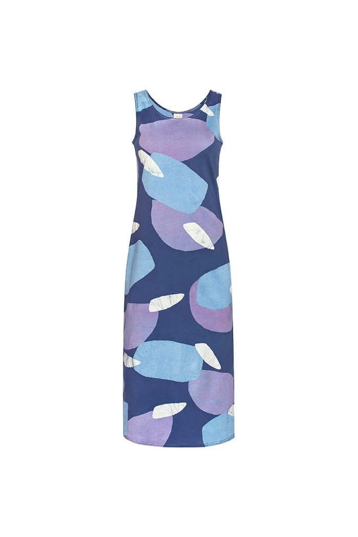 Global Mamas Jerseykleid Tank Dress - Boulders Purple - Lila Handgebatikt in Ghana · Unikat · Fair Trade zertifiziert (WFTO)