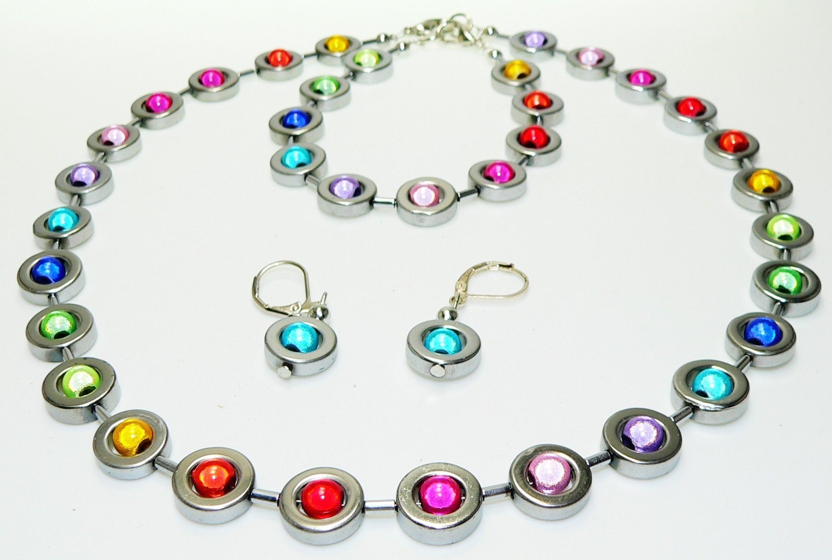 traumschmuck Schmuckset 486a 3er Schmuckset Hämatit Ring Silber glänzende 3D Zauber Perle (incl. Schmuckbox) – Bild 2 von 5