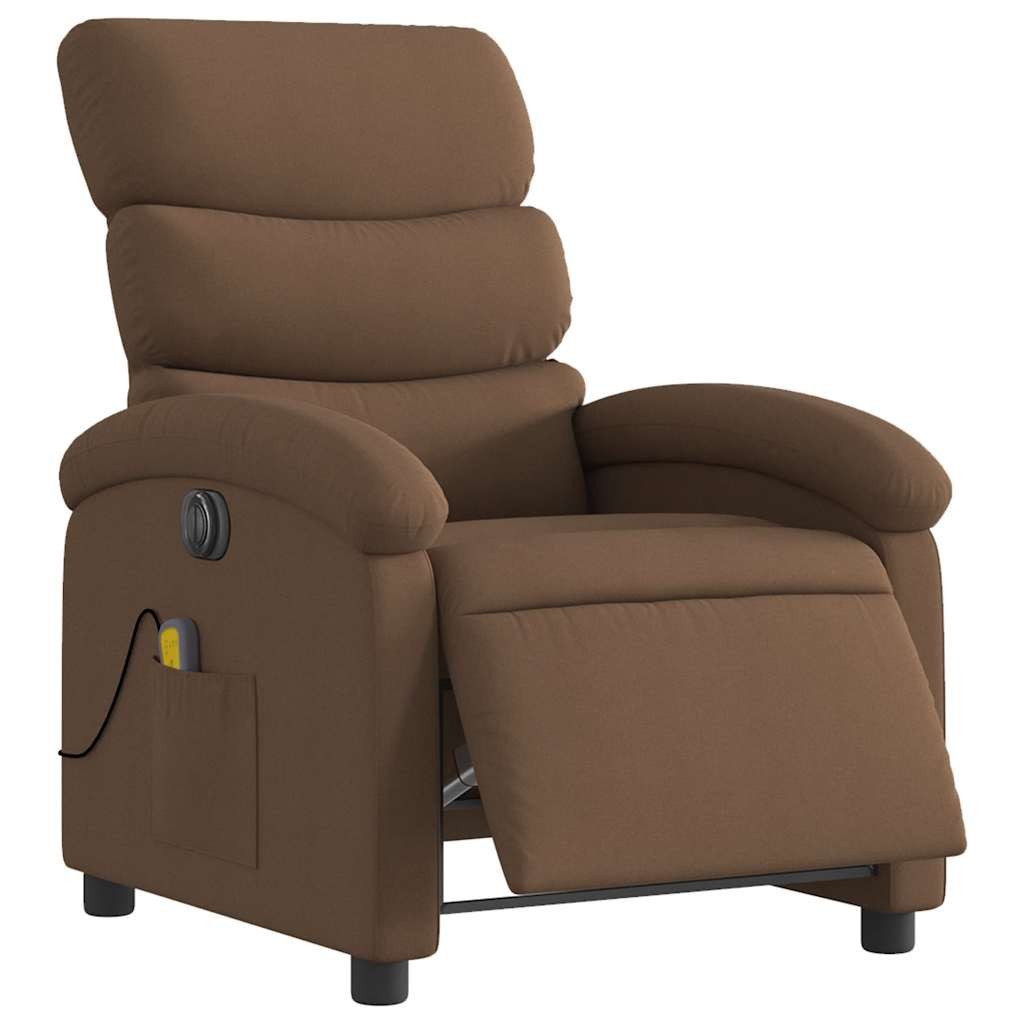 vidaXL Sessel Massagesessel Elektrisch Braun Stoff (1-St)