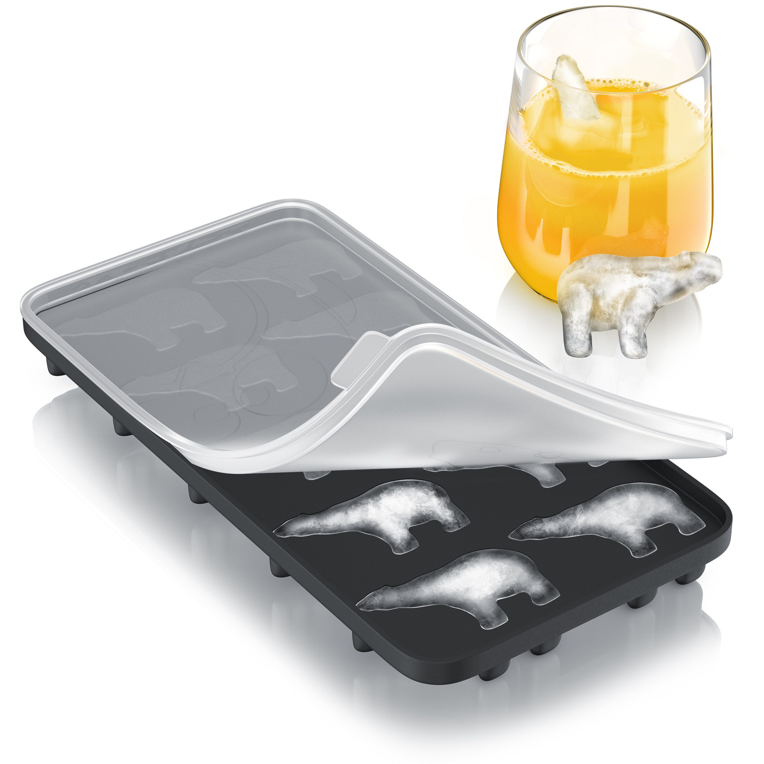 Arendo Eiswürfelform 10x Eisbärenform zehnfach, temperaturbeständig, bis -40°C, (1-tlg), leicht zu lösen, für Cocktails, Obstsaft, Whisky, Silikon, BPA-frei