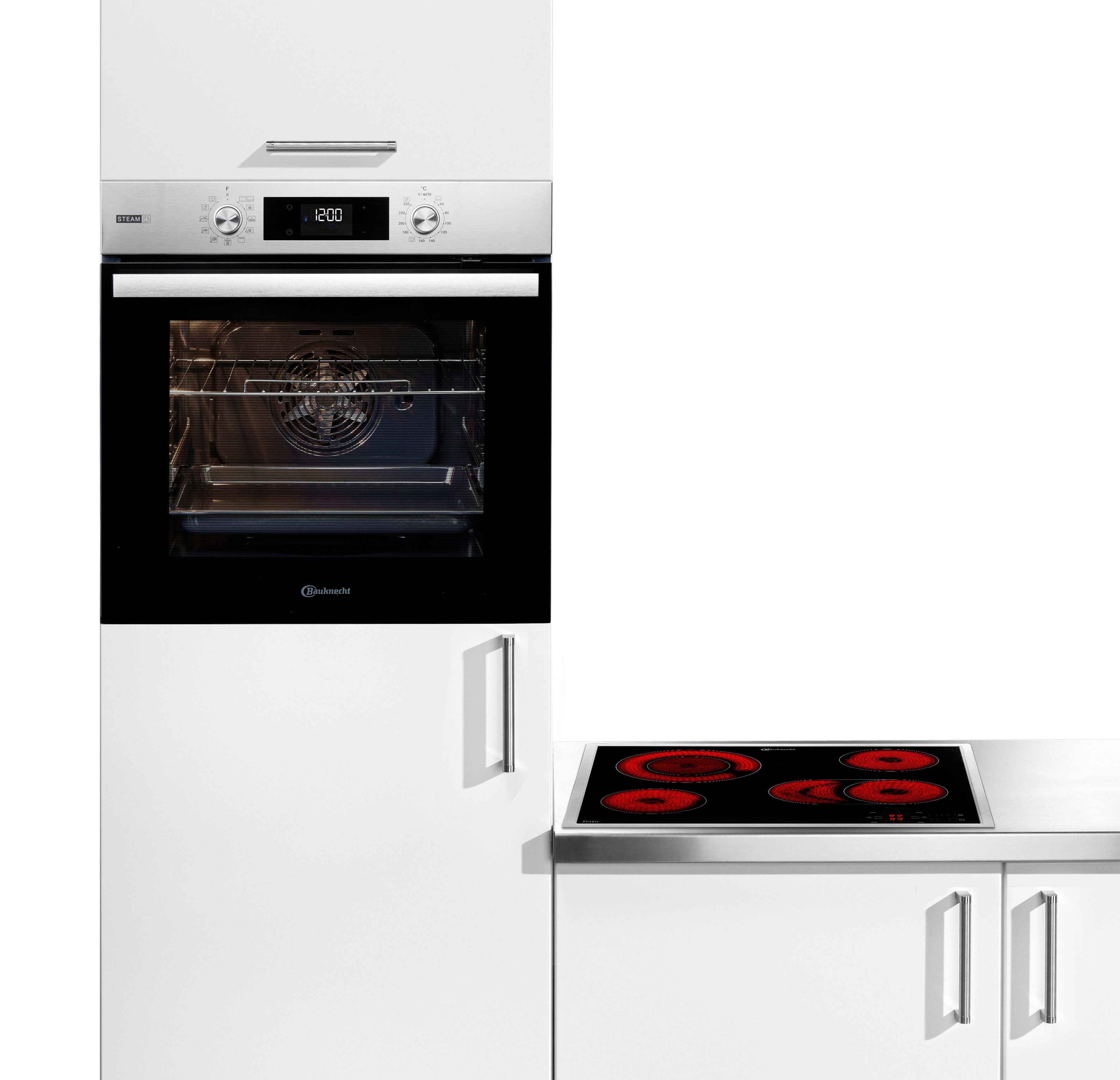 BAUKNECHT Backofen-Set BAKO 760 Steam, mit 1-fach-Teleskopauszug, Hydrolyse, GentleSteam – für ein saftiges Inneres und ein knuspriges Äußeres