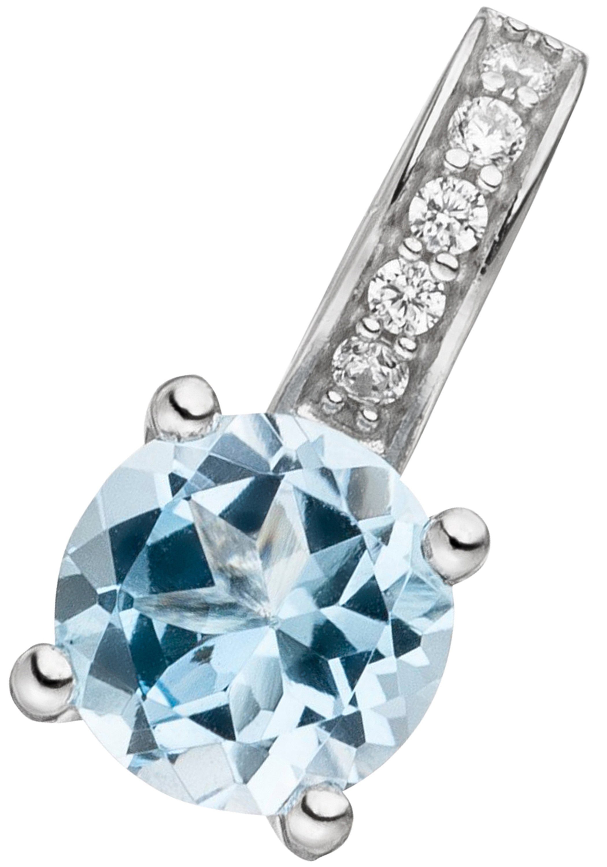 JOBO Kettenanhänger Anhänger mit Blautopas und Zirkonia, 925 Silber