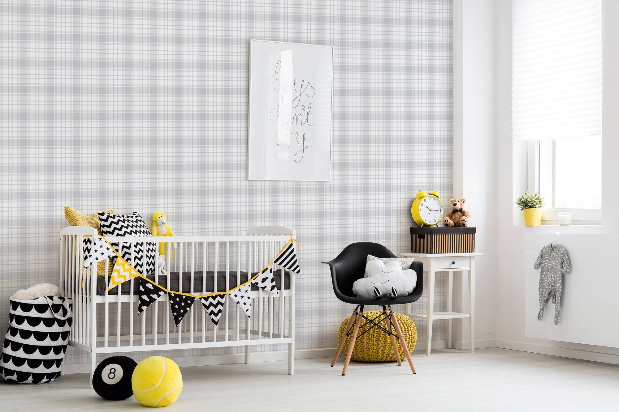 Bricoflor Karo Tapete Kinderzimmer Babytapete Neutral Ideal für Jungen und günstig online kaufen