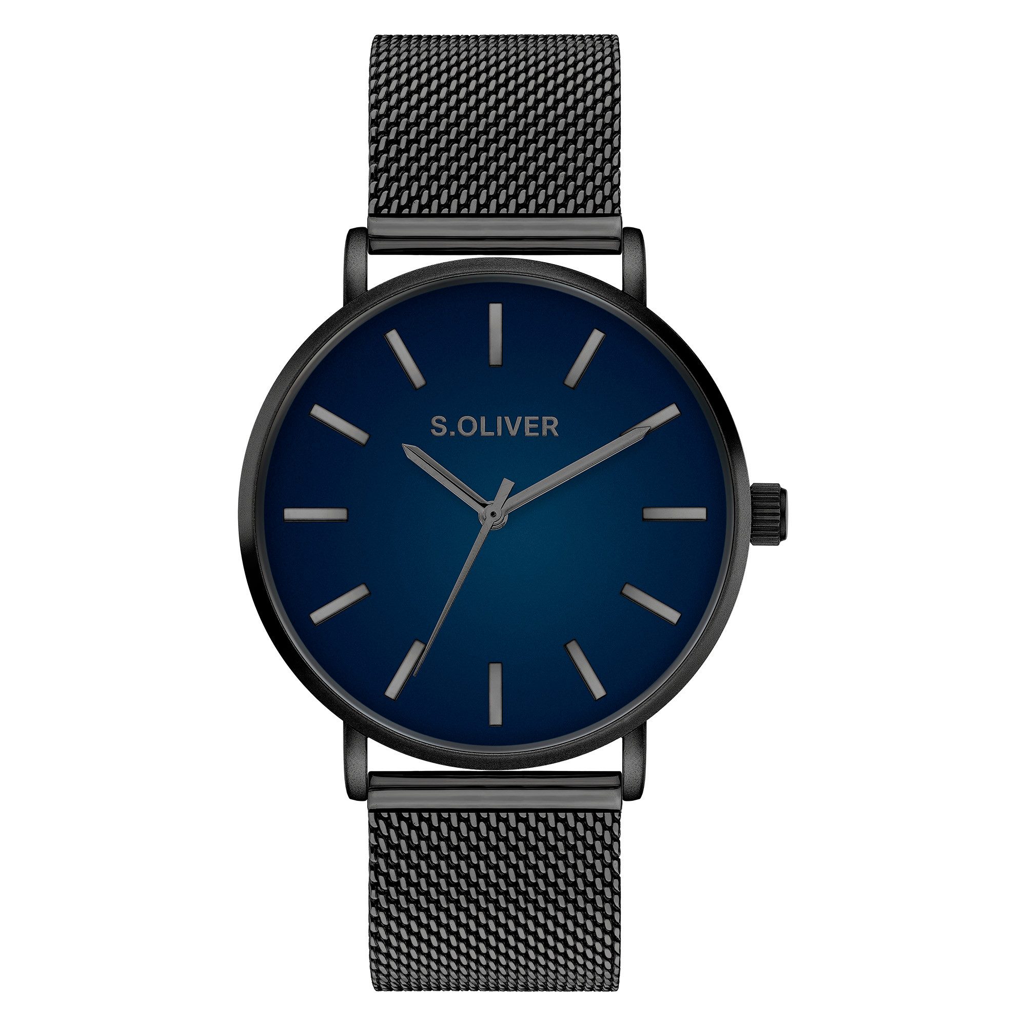 s.Oliver Quarzuhr Basic Mesh SO-4437-MQ, Armbanduhr, Herrenuhr, Edelstahlarmband, analog