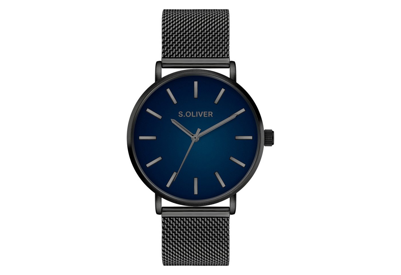 s.Oliver Quarzuhr Basic Mesh SO-4437-MQ, Armbanduhr, Herrenuhr, Edelstahlarmband, analog