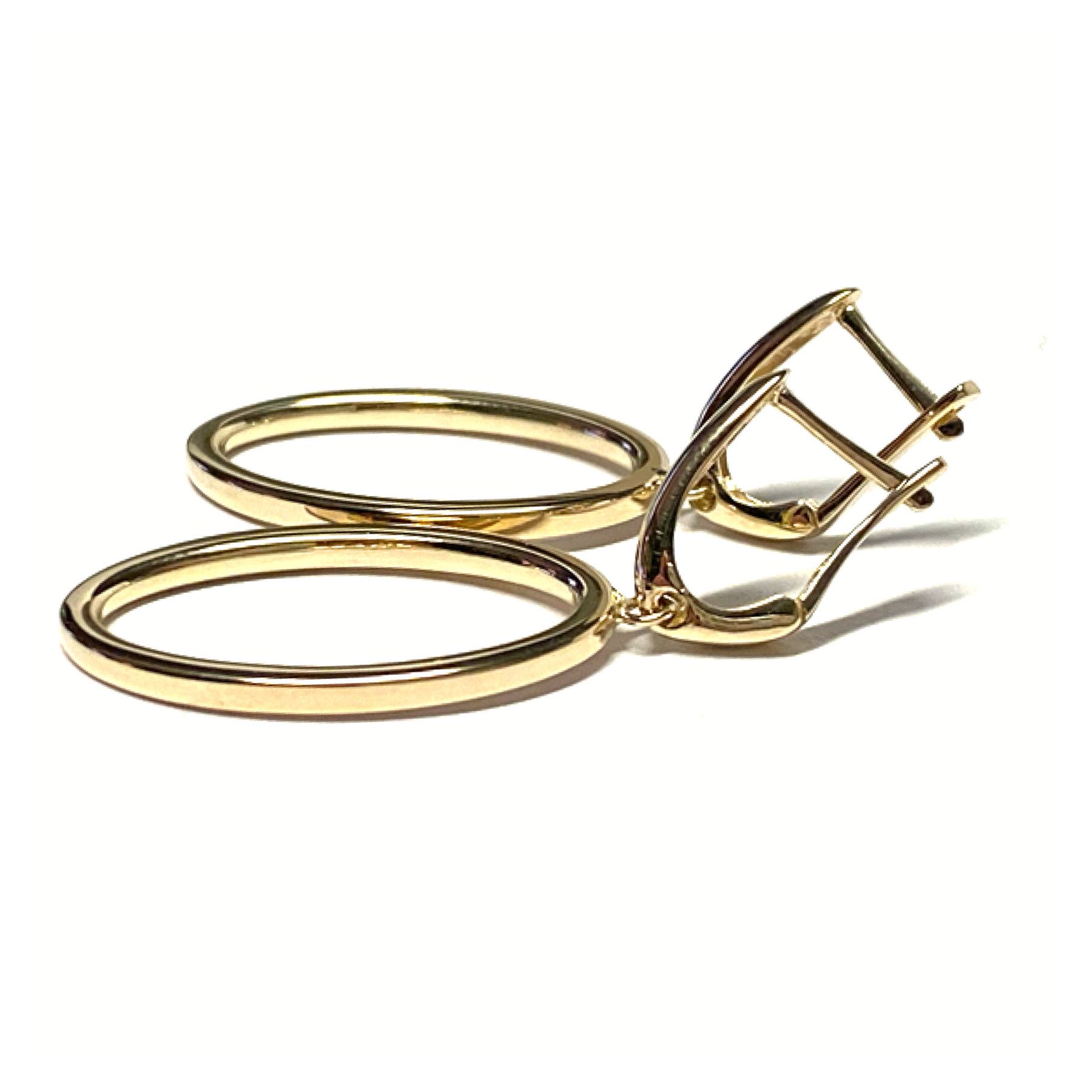 Edelschmiede925 Paar Creolen Ohrring 585/- Gelbgold GG oval Pendelstecker Ohrhänger