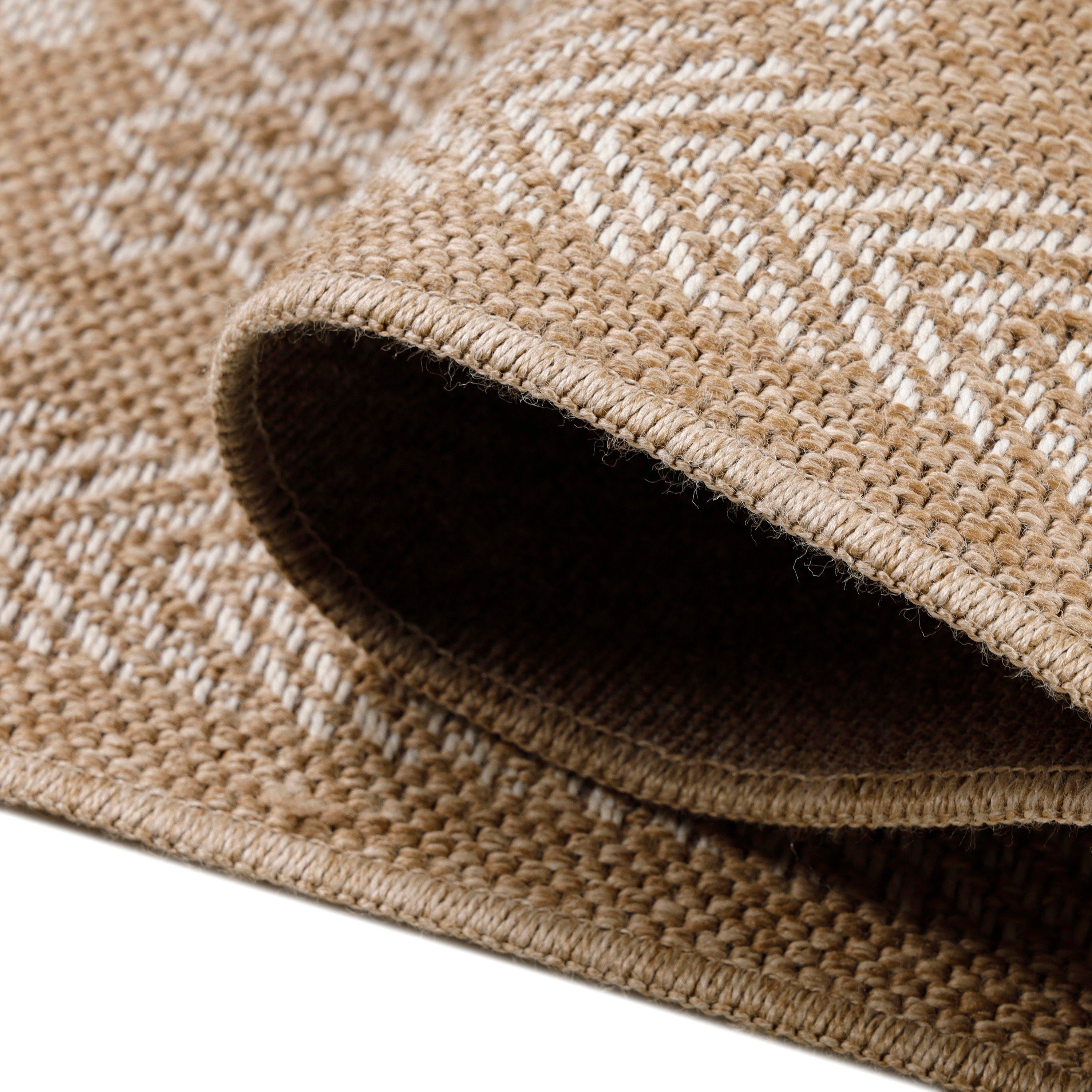 SIMPEX24 Outdoorteppich Vintage Design, Läufer, Höhe: 5 mm, Outdoor Teppich Vintage Design Natur Optik für Küche Balkon Terrasse