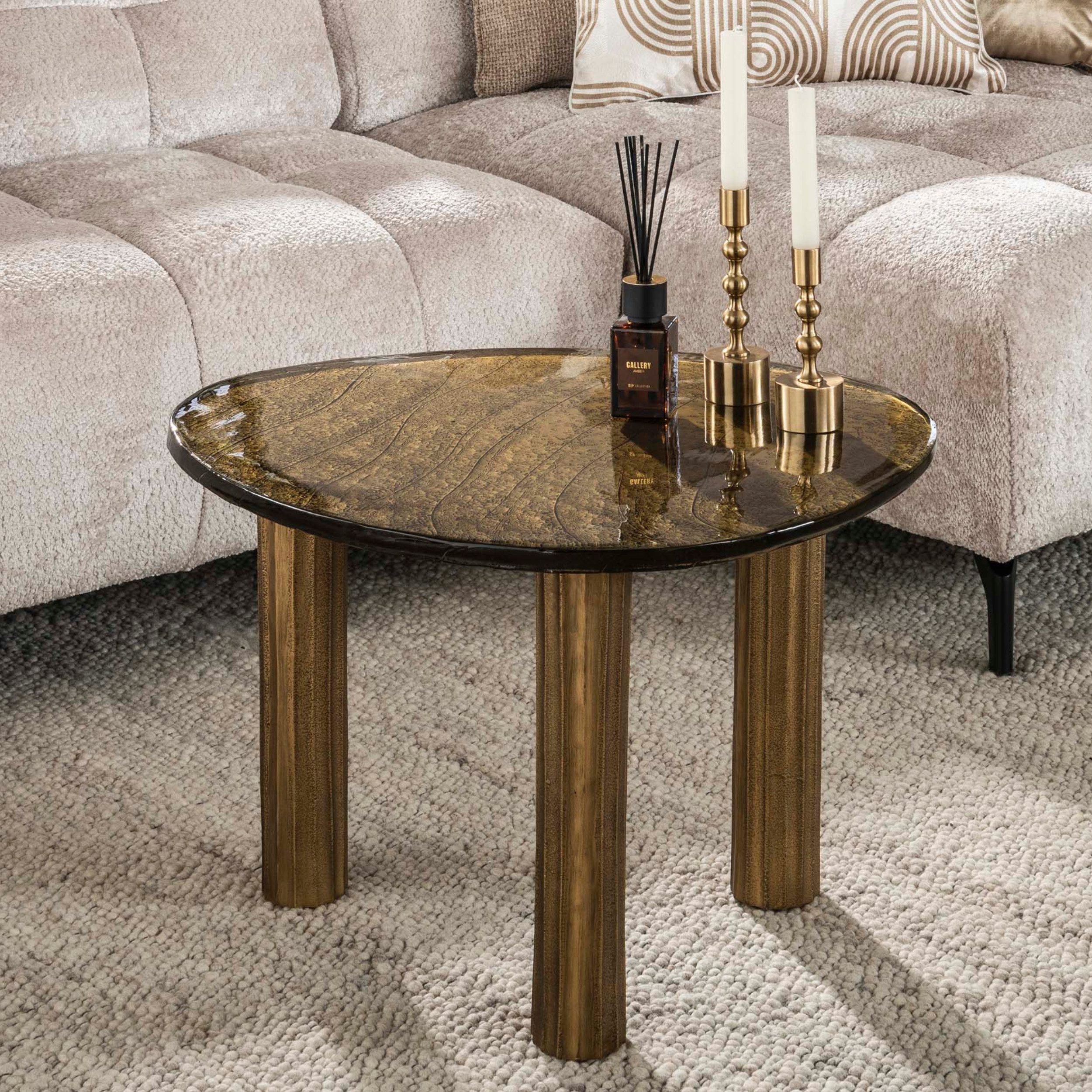 alesvelt Couchtisch ECLIPSE LUCA Größe L Organischer Gussglas-Tisch (1-Tisch), 70x59x45cm