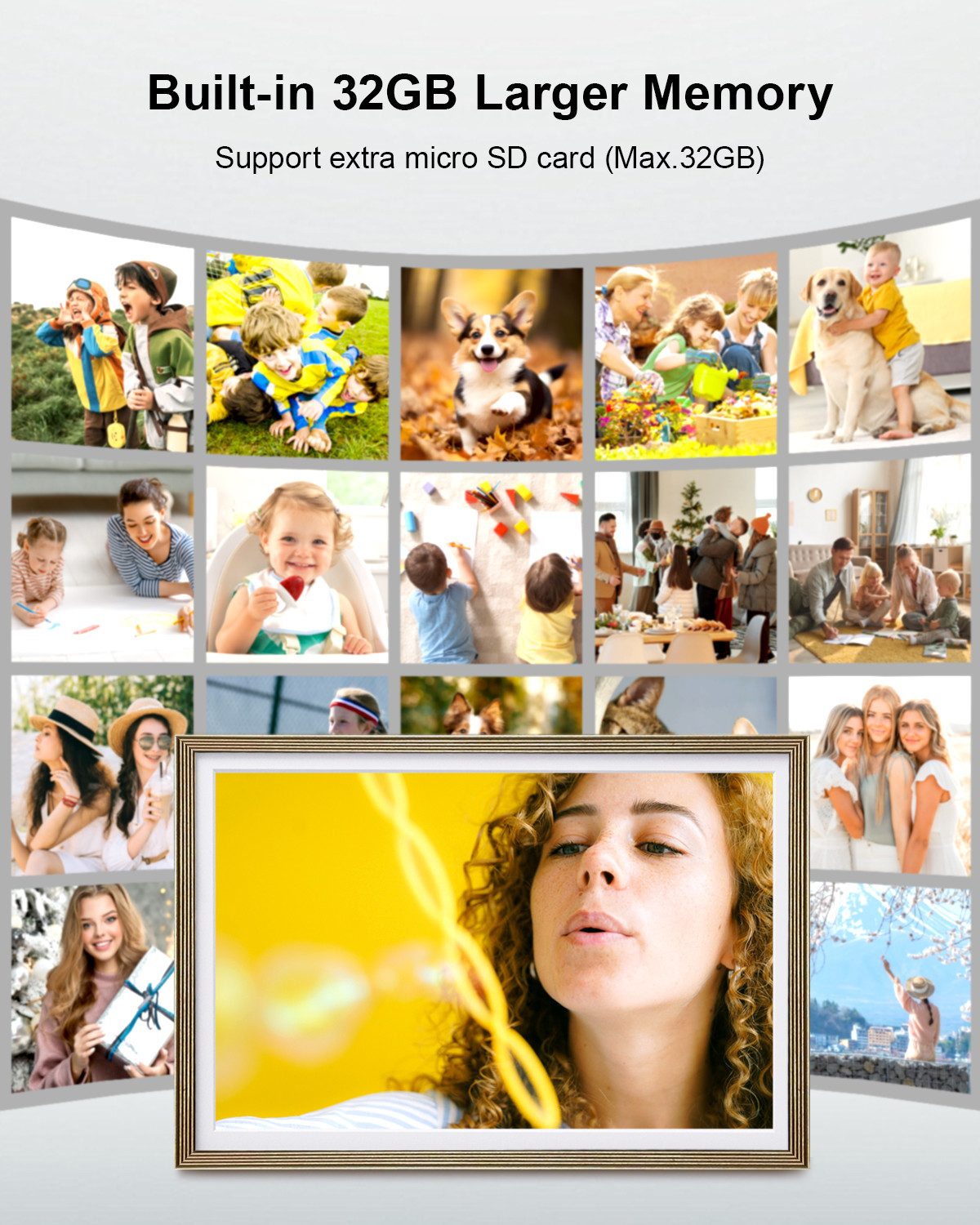 Fine Life Pro Digitaler Fotorahmen mit WiFi-Fotoübertragung. Digitaler Bilderrahmen (32 GB)