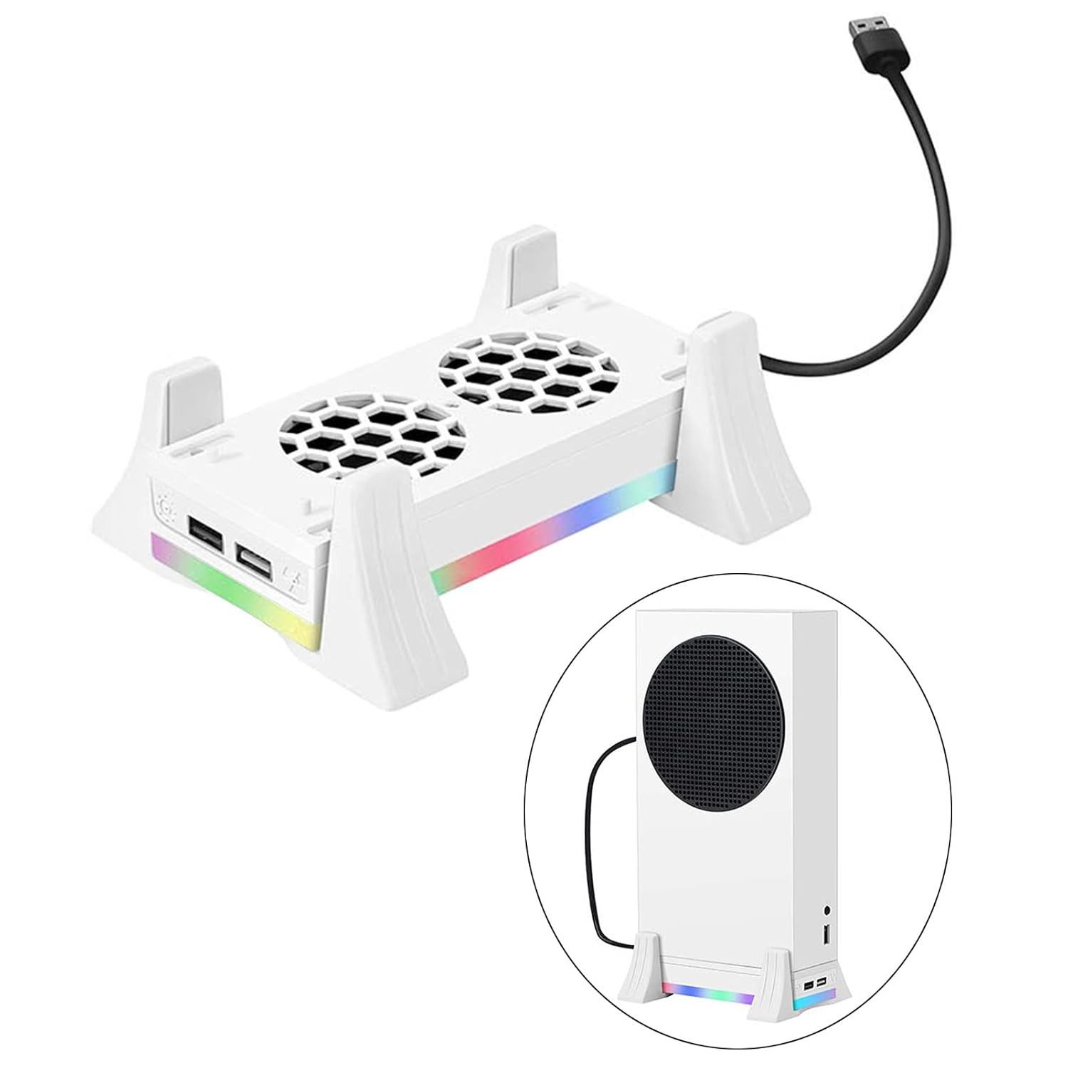 AURIVION Xbox Series S Standkühler, 3-Gang-Lüfter Controller (Set, 1 St., LED-Licht, USB-Anschlüsse)