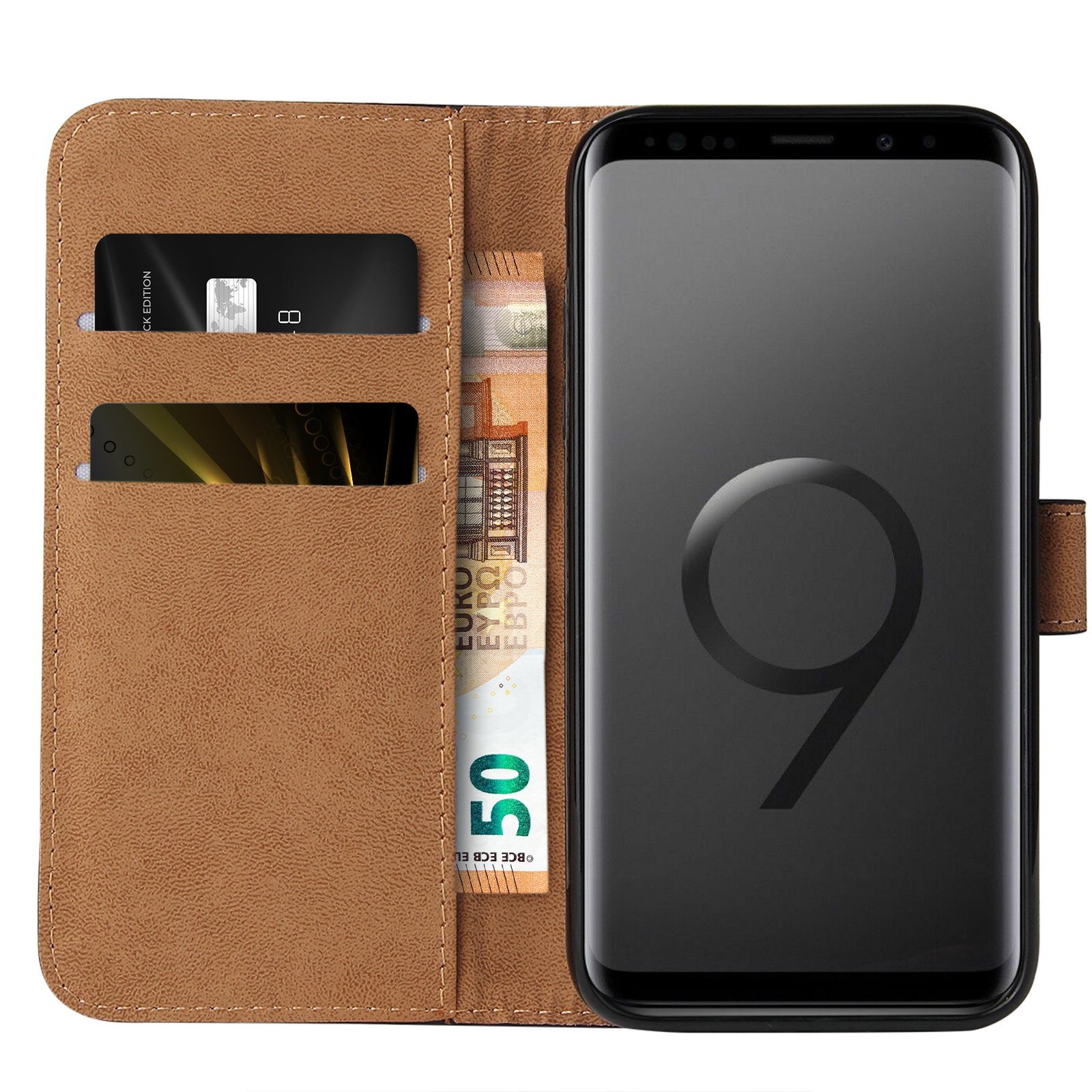 Tec-Expert Handyhülle Klapp Hülle für Samsung Galaxy S9 5.8 Zoll, 5.8, Flip Case für Samsung Galaxy S9