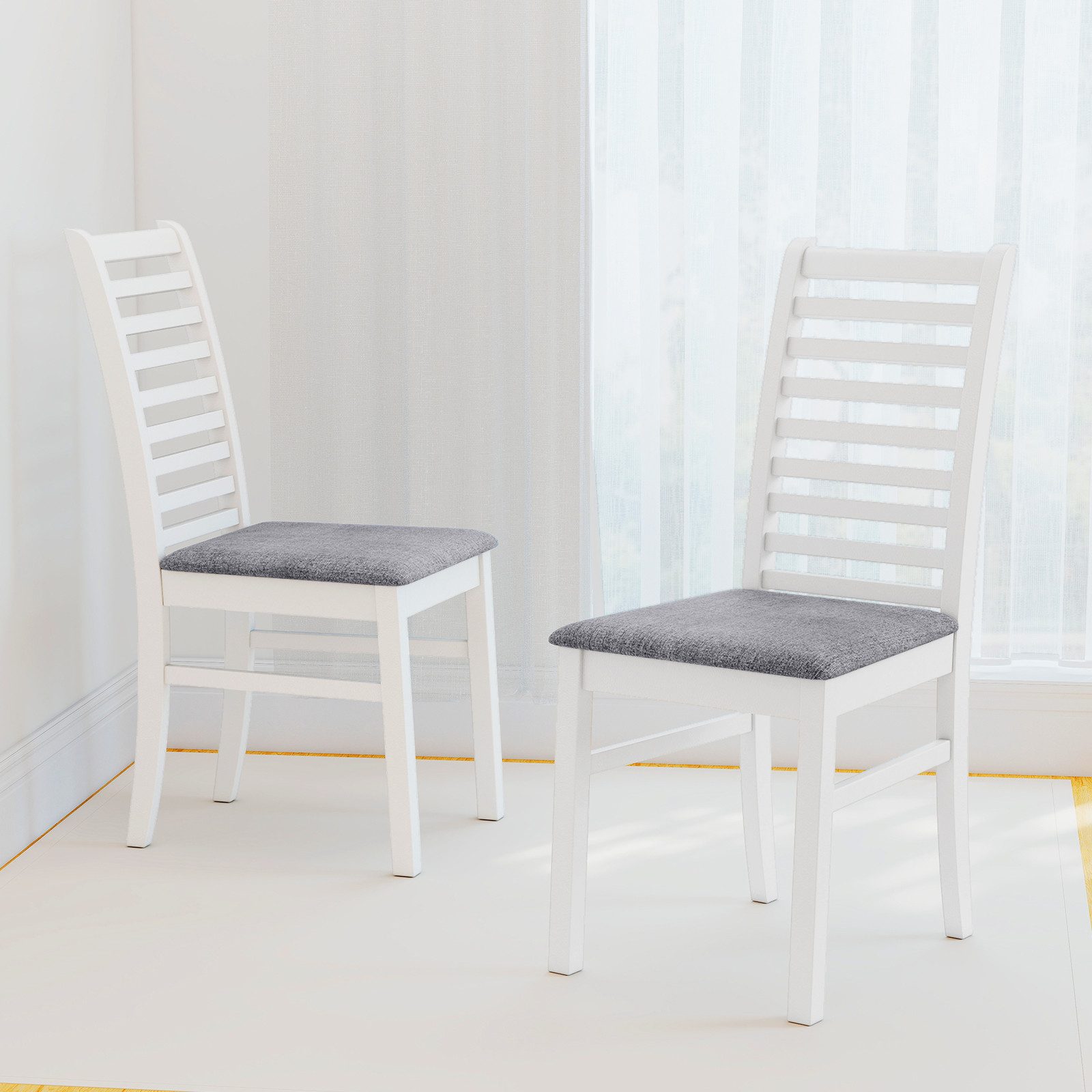 COSTWAY Esszimmerstuhl (2 St), Stoff gepolsterte Küchenstühle, hohe gebogen günstig online kaufen