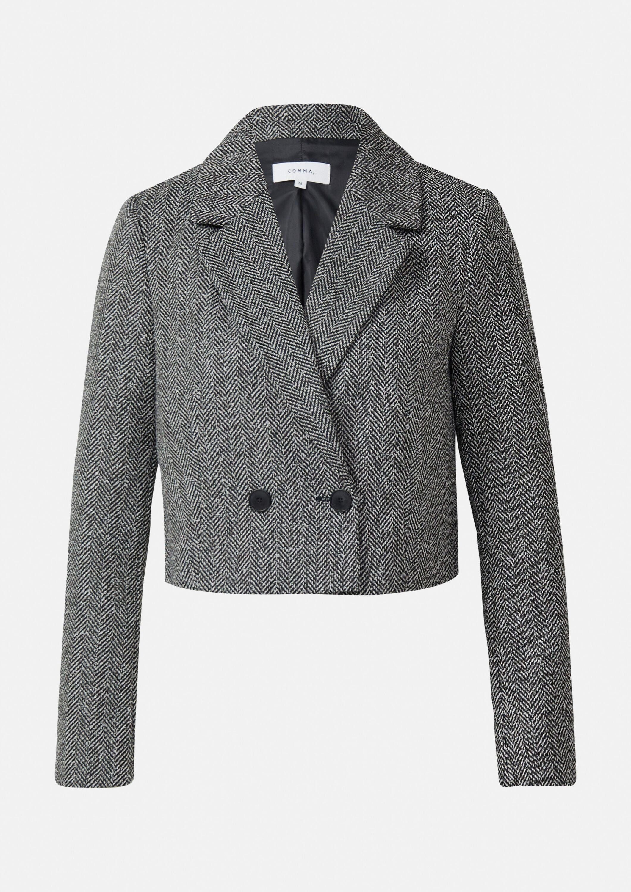 comma Jackenblazer Indoor-Blazer Verkürzter Herringbone-Blazer