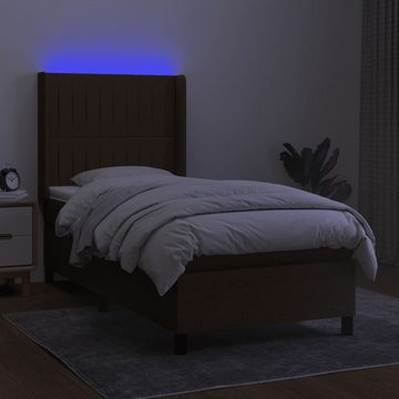 vidaXL Bettgestell Boxspringbett mit Matratze LED Dunkelbraun 80x200 cm Stoff Bett Bettg