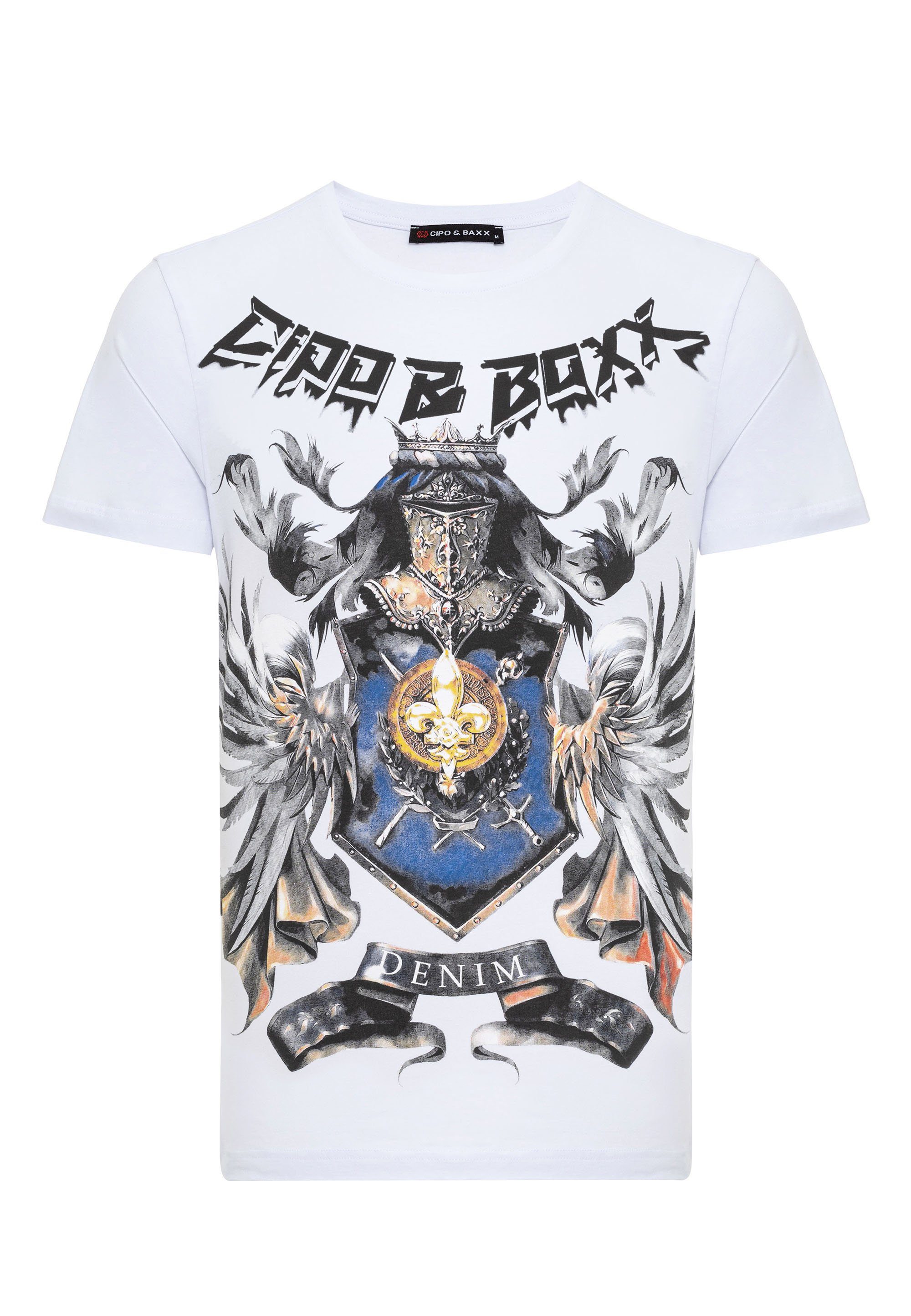 Baxx & Markenprint mit T-Shirt coolem weiß Cipo