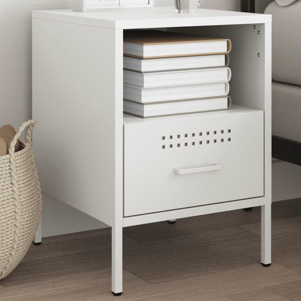 furnicato Nachttisch Industrie-Stil 36 x 39 x 50,5 cm Weiß (1-St), Beistellschrank mit Schublade und Ablage für dein Schlafzimmer