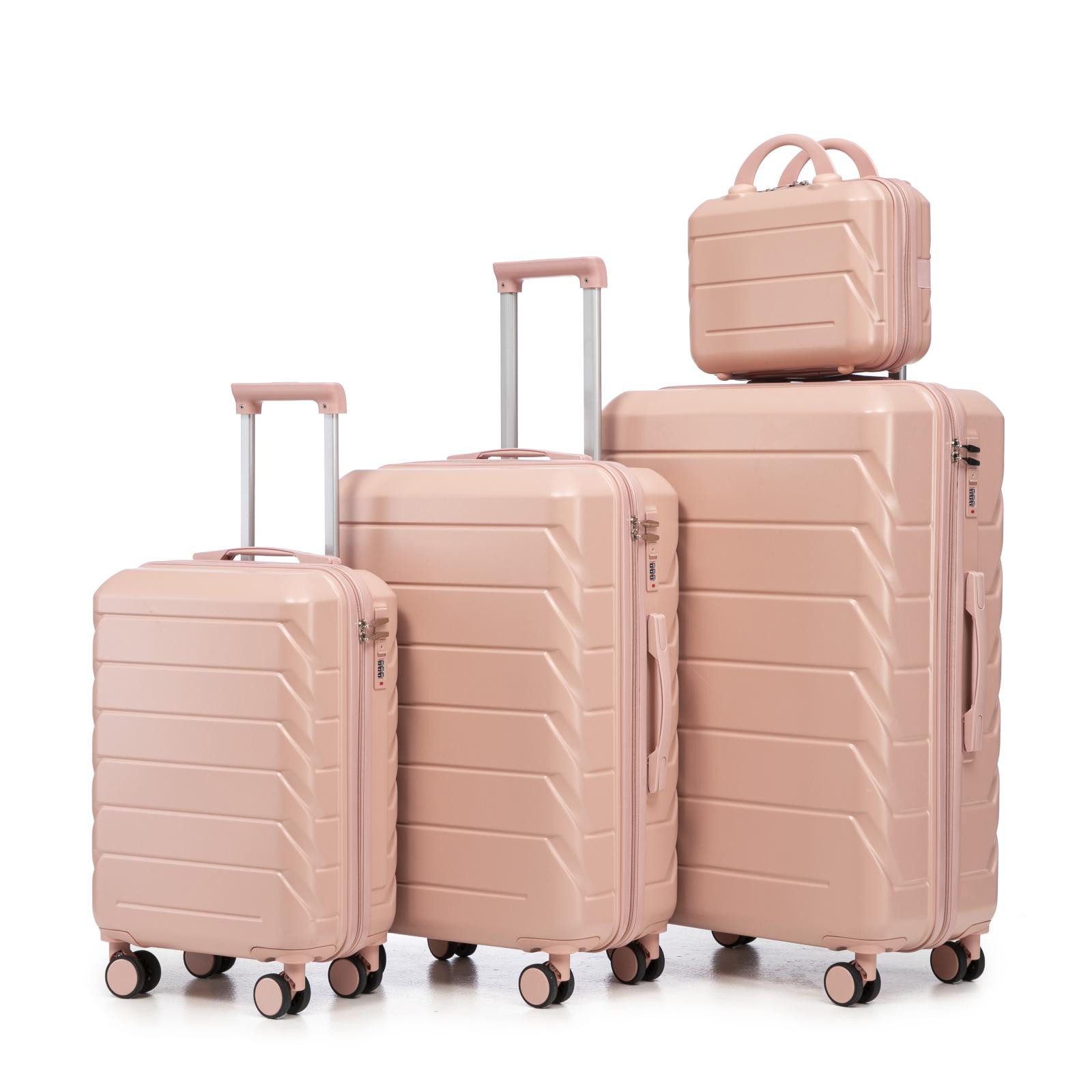 FELIXLEO Kinderkoffer 4er Kofferset 14 19 24 28 Zoll ABS Spinner Zahlenschloss Rosa
