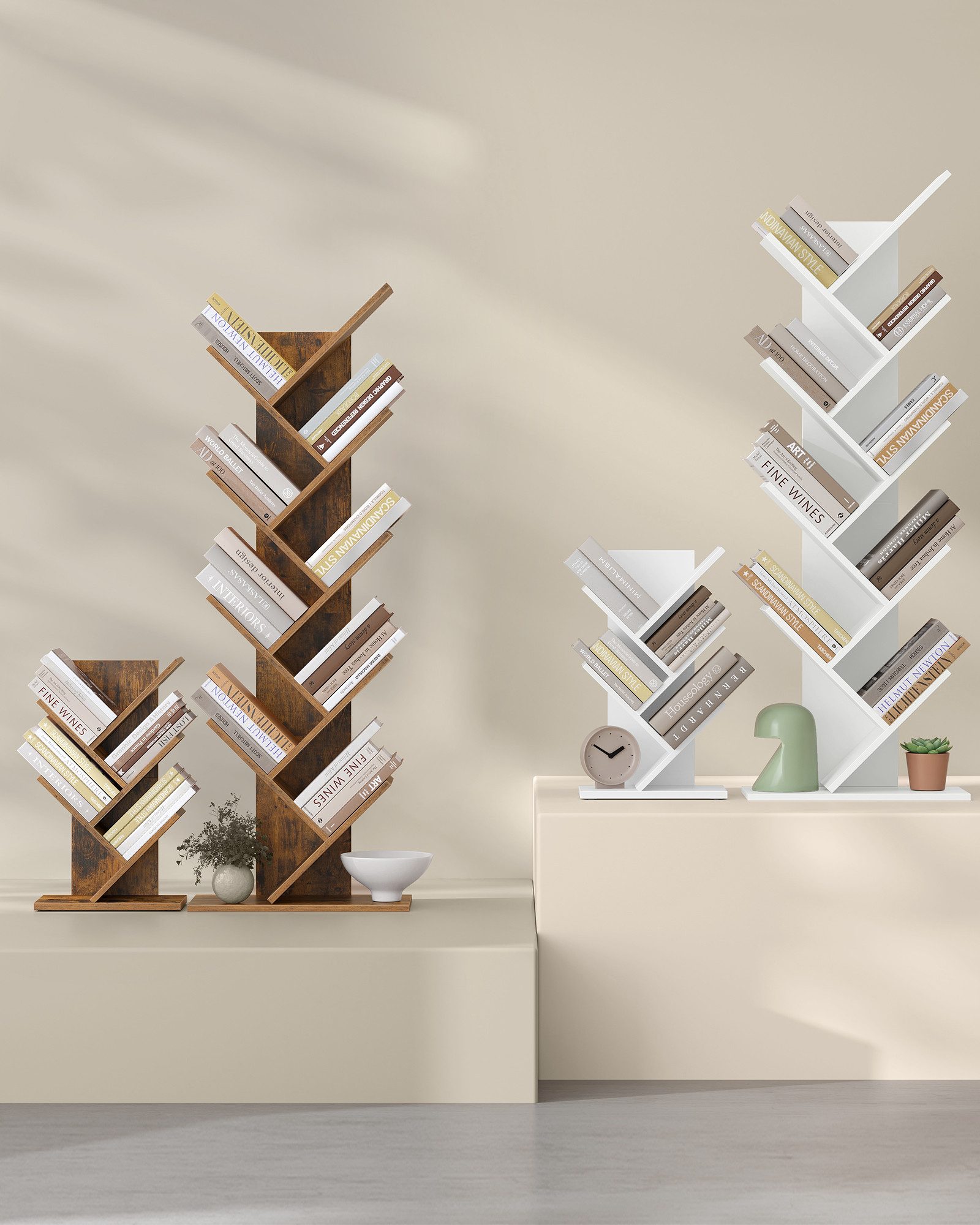VASAGLE Bücherregal, Baumform, Standregal 5 Ebenen, Eckregal