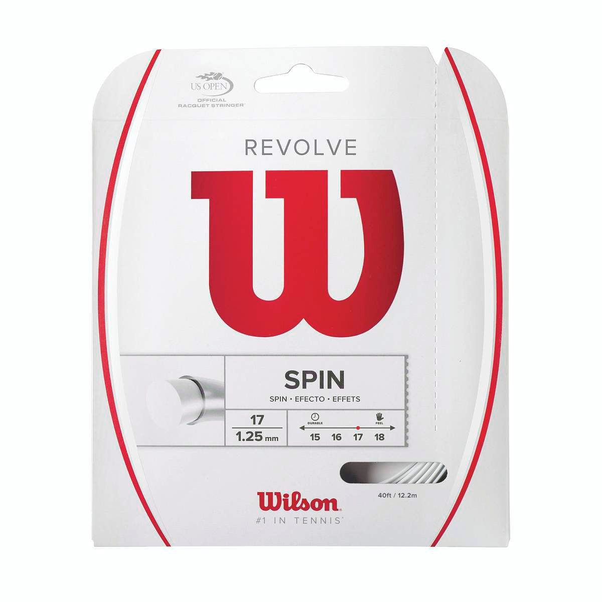 Wilson Tennissaite Revolve (Spin+Haltbarkeit) weiss 12m Set, Saitendicke: 1.25