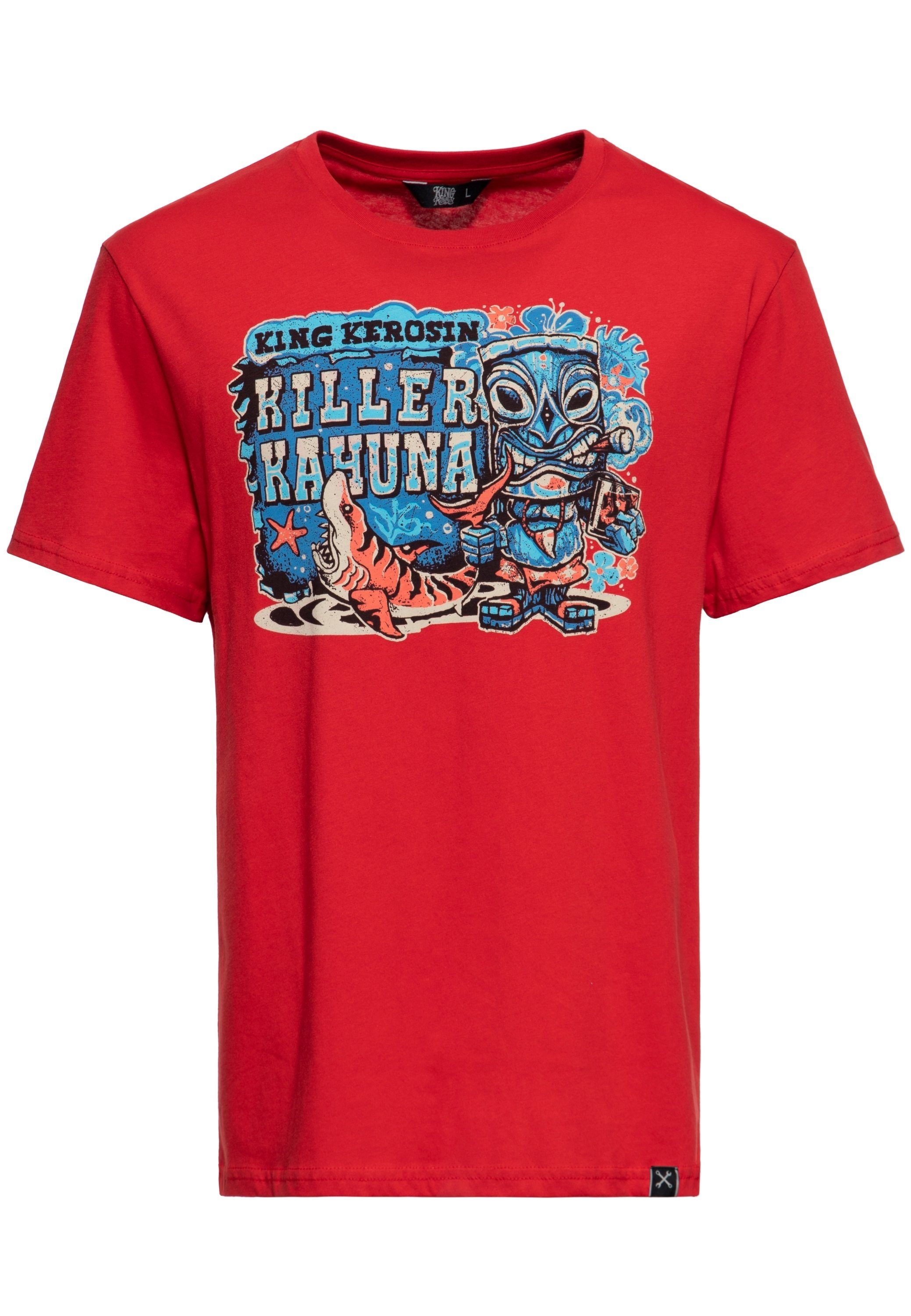 Tiki-Motiv rot Kahuna Print-Shirt KingKerosin Killer mit