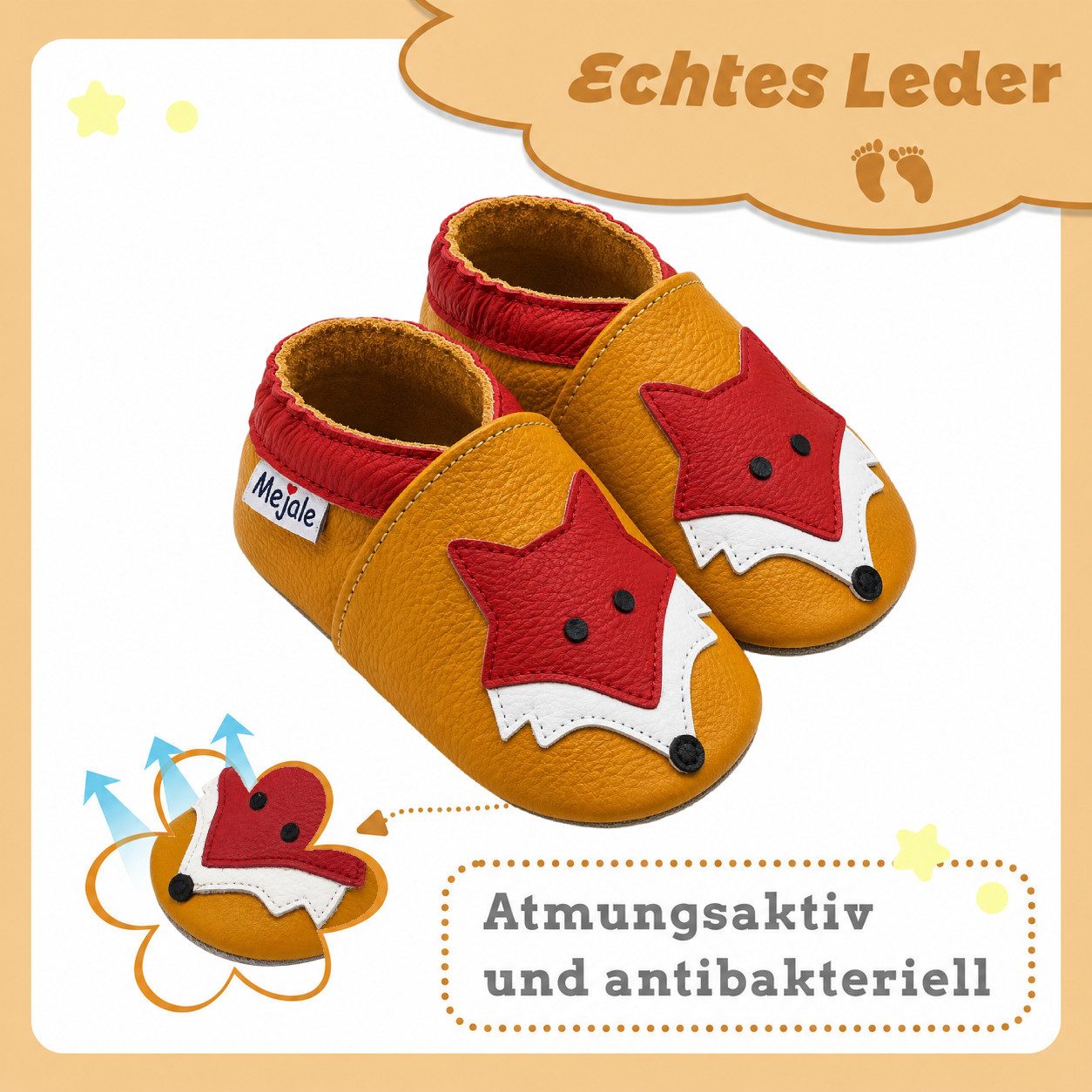 Mejale Mejale Leder Krabbelschuhe Babyschuhe Lauflernschuhe 100% Leder Hausschuh 100% Leder – Bild 2 von 5