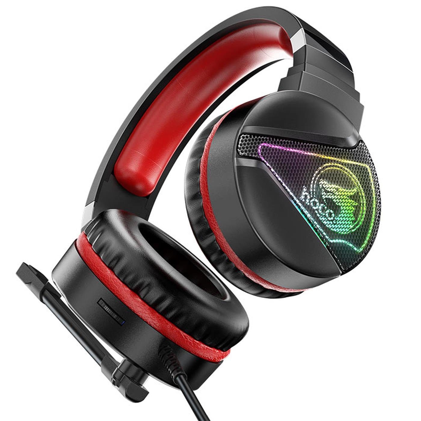 LED Beleuchtung) W104 Gaming PC-Headset und Mikrofon Kopfhörer (Stylische Rot Stereo mit Gaming HOCO