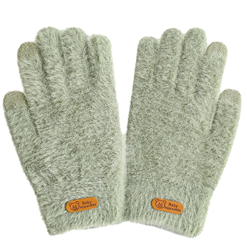 Warm, Blusmart Dick Fahrradhandschuhe Winddicht, Winter-Strick-Touchscreen-Handschuhe, green