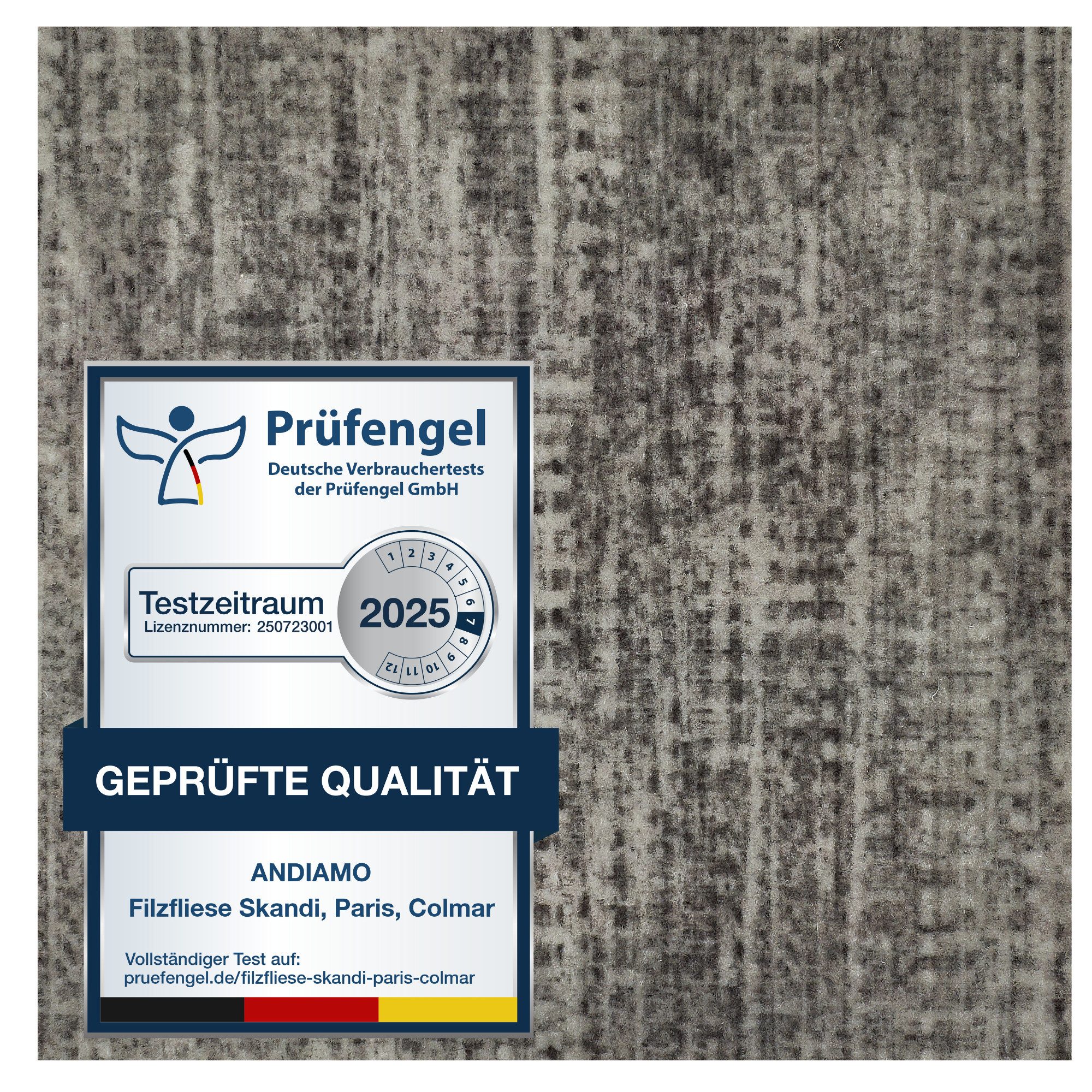 Andiamo Teppichfliese Paris Nadelfilz, quadratisch, Höhe: 4 mm, 40x40 cm, selbstklebend, robust & strapazierfähig, 25 Stück (4 qm)