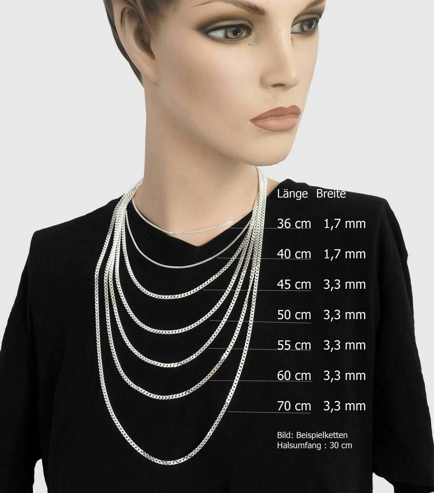 HOPLO Panzerkette Silberkette Ankerkette Länge 36cm - Breite 1,5mm - 925 Si günstig online kaufen