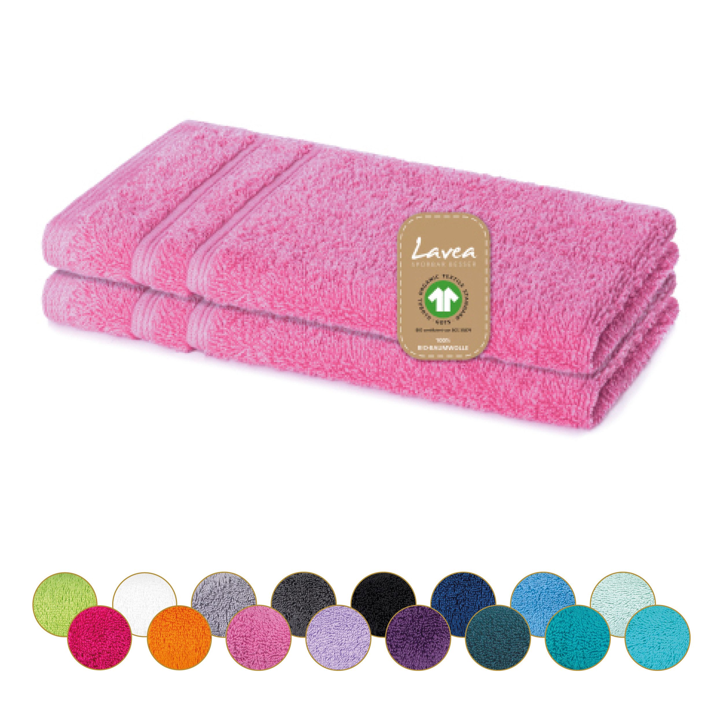 Lavea Gästehandtuch Bali Gästetücher 30x50 cm, Gästetuch, Gästehandtücher klein, Weiches Bio-Baumwollfrottee (Set, 2-St), Handtuch, Gästehandtuch-Set, GOTS-zertifiziert, 500g/m²