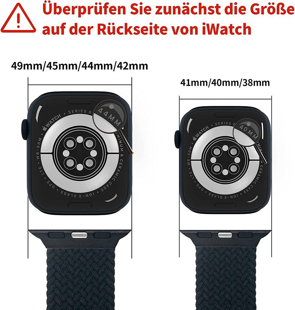 YSDYM Smartwatch-Armband 2 Stoffarmband watch apple Stück Apple Watch mm 7/6, 45mm für 44mm 7 Ersatz armband Armband 42