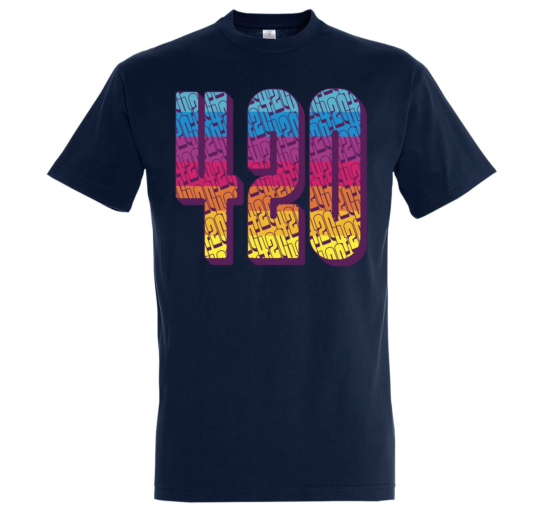 Navy Regenbogen Frontdruck Trendigem Herren mit T-Shirt Designz T-Shirt Youth 420