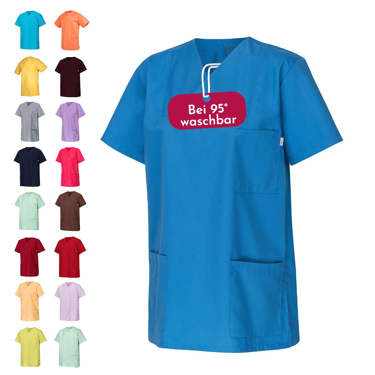 Clinotest Funktionsbluse Kasack Damen & Herren - 95 Grad waschbare, kochfest ohne einzulaufen (1-tlg) Schlupfkasack aus Baumwolle & Polyester - Berufsbekleidung für Pflege