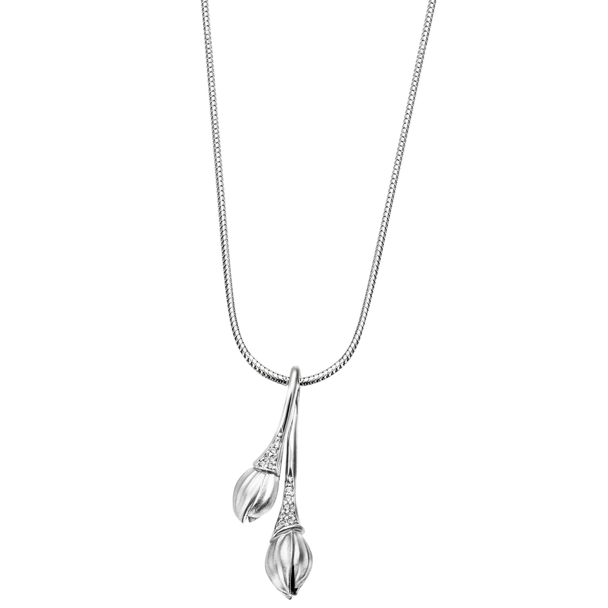 goldmaid Kette mit Anhänger 925 Sterling Silber Gebürstet 45 Zirkonia weiß