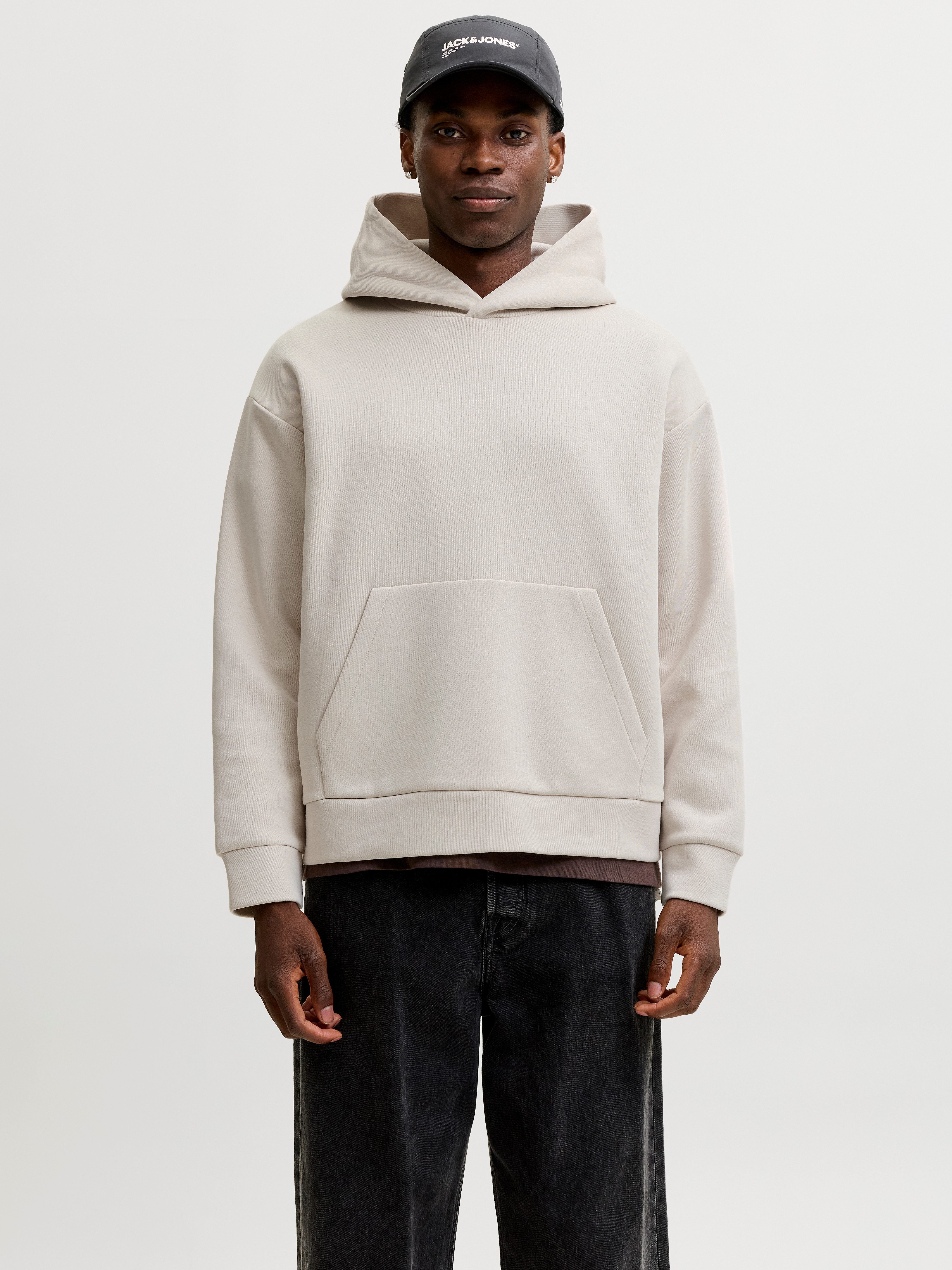 Jack & Jones Kapuzensweatshirt JJEBARRON SWEAT HOOD NOOS Materialmix, relaxed fit