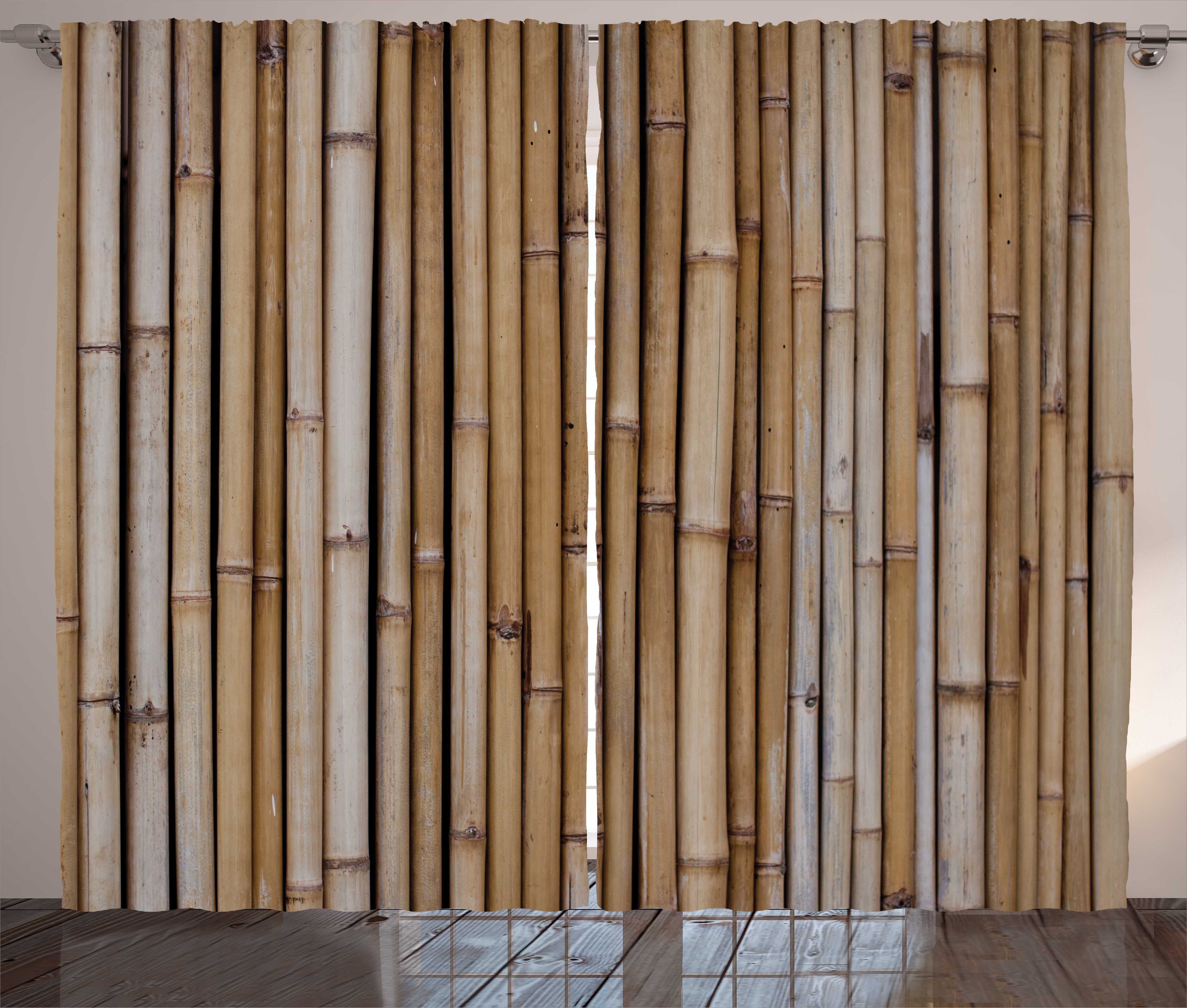 Gardine Schlafzimmer Kräuselband Vorhang mit Schlaufen und Haken, Abakuhaus, Die Architektur Trockene Bambuszaun Bild