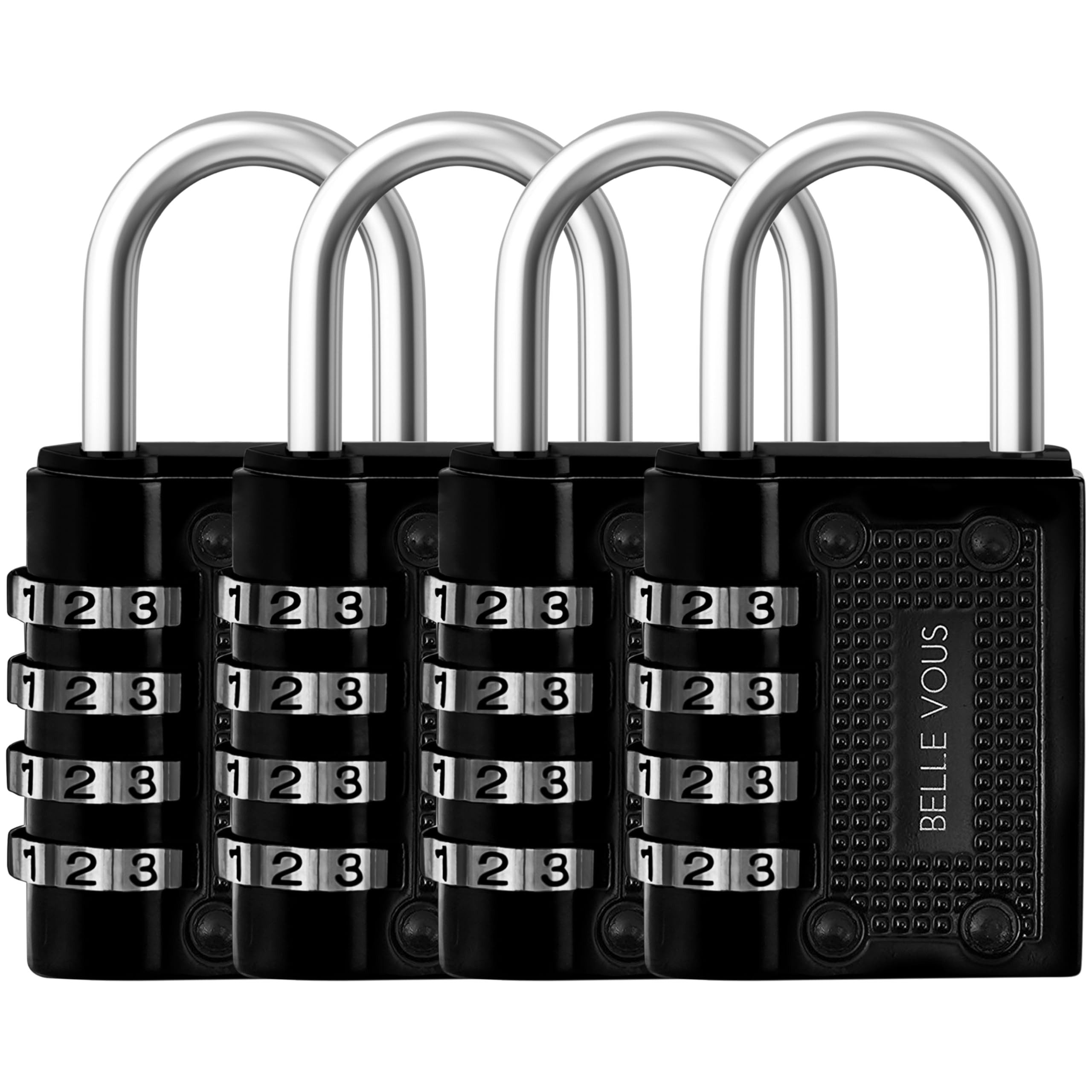 Belle Vous Vorhängeschloss Weatherproof Combination Lock - 4-digit Security, (4-tlg)